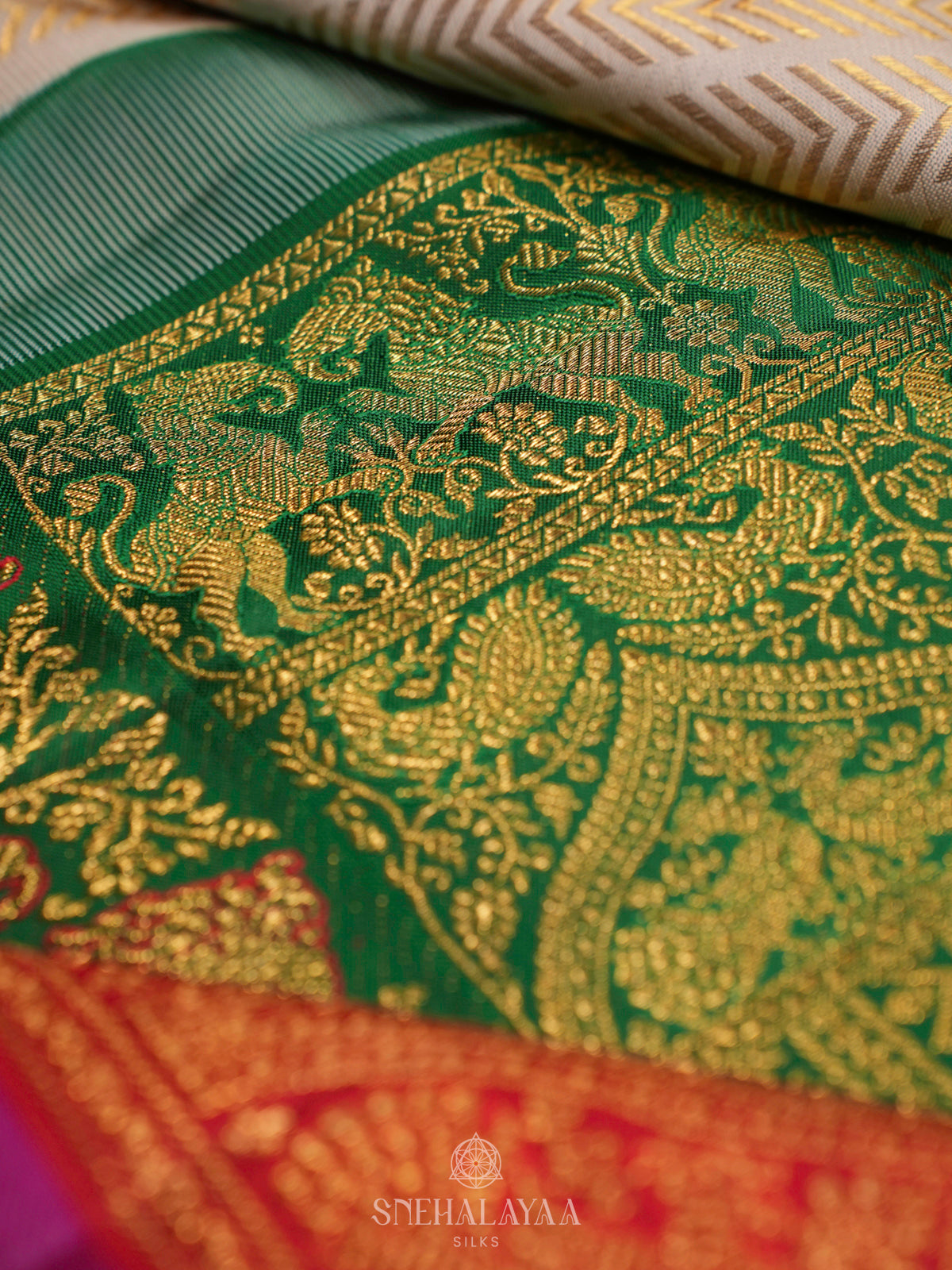 Cream Kanjivaram Silk Saree