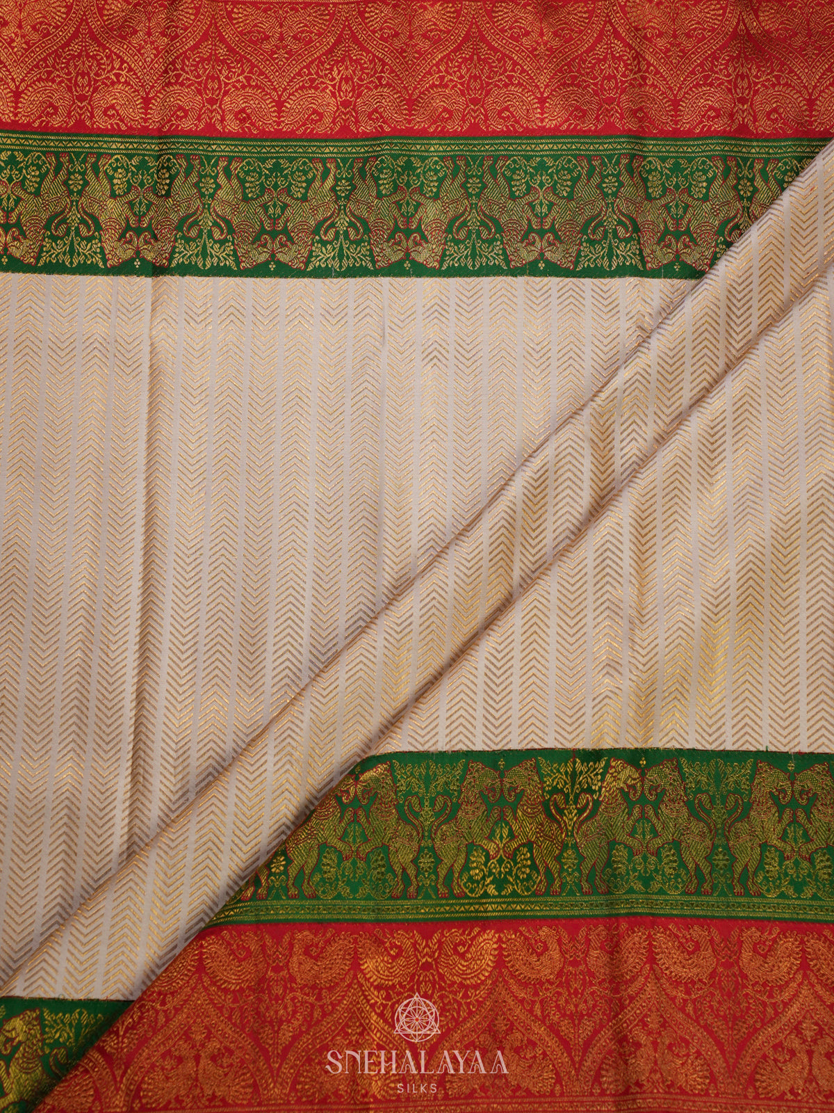 Cream Kanjivaram Silk Saree