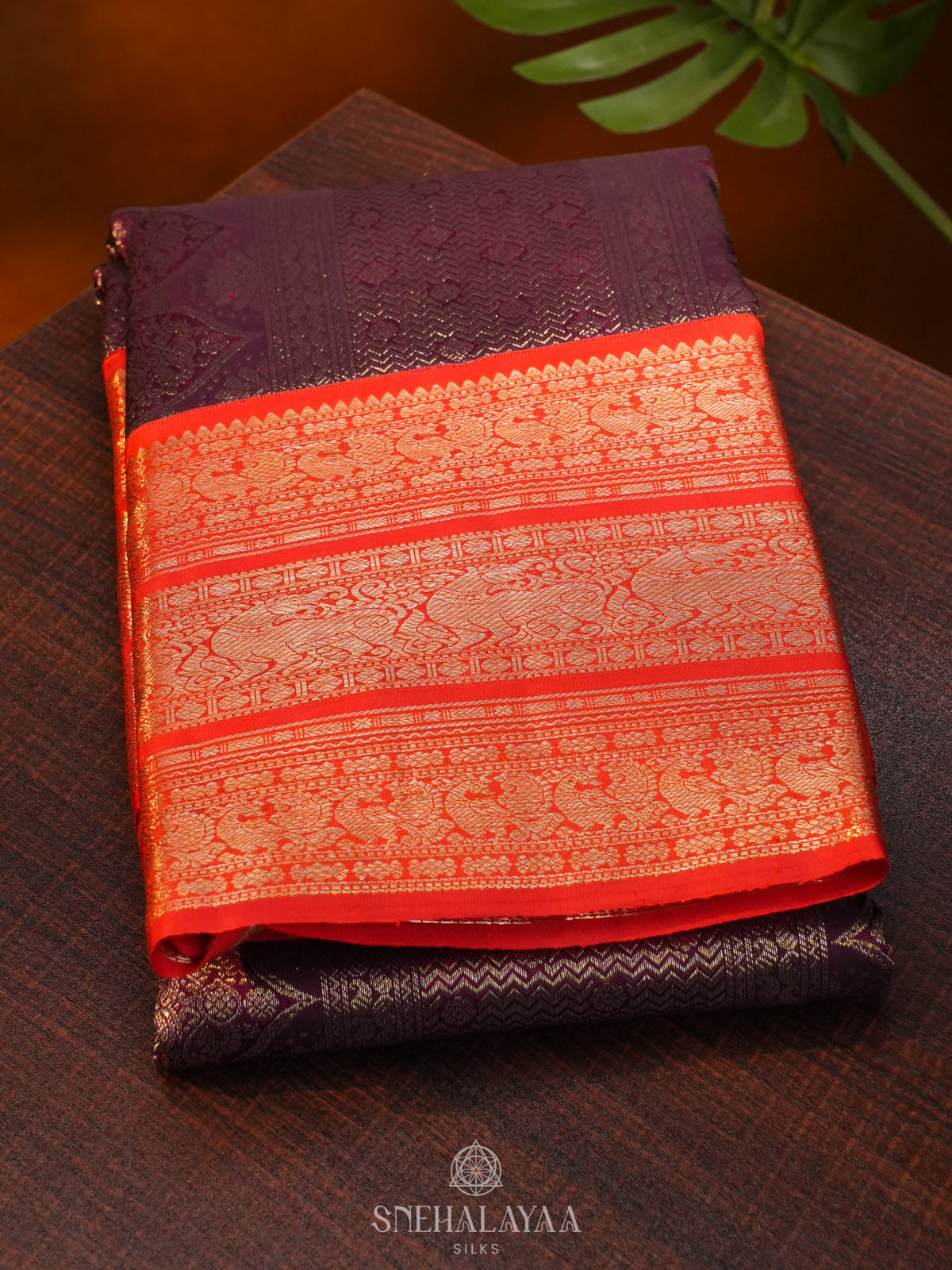 Burgundy Kanjivaram Silk Saree
