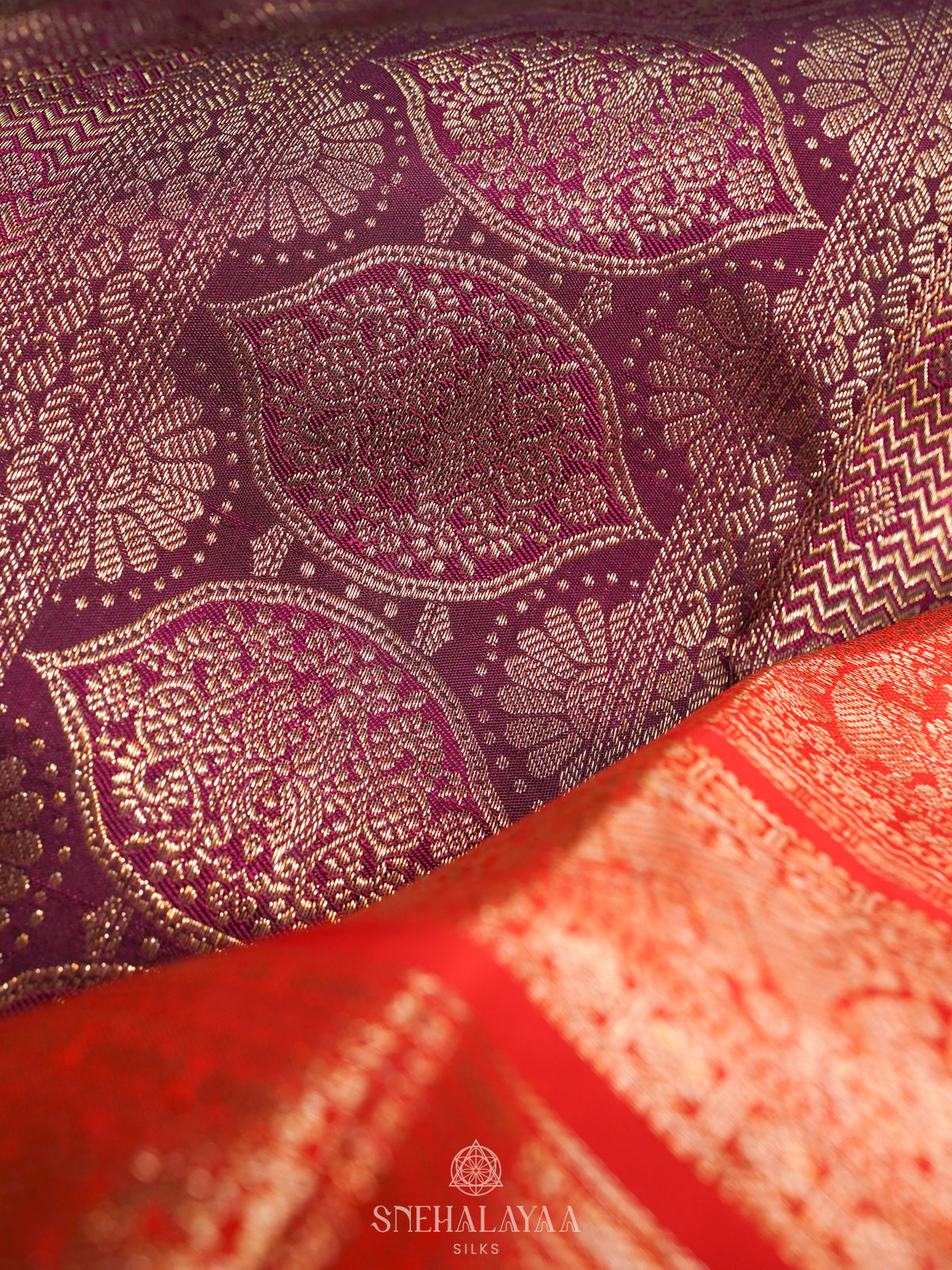 Burgundy Kanjivaram Silk Saree