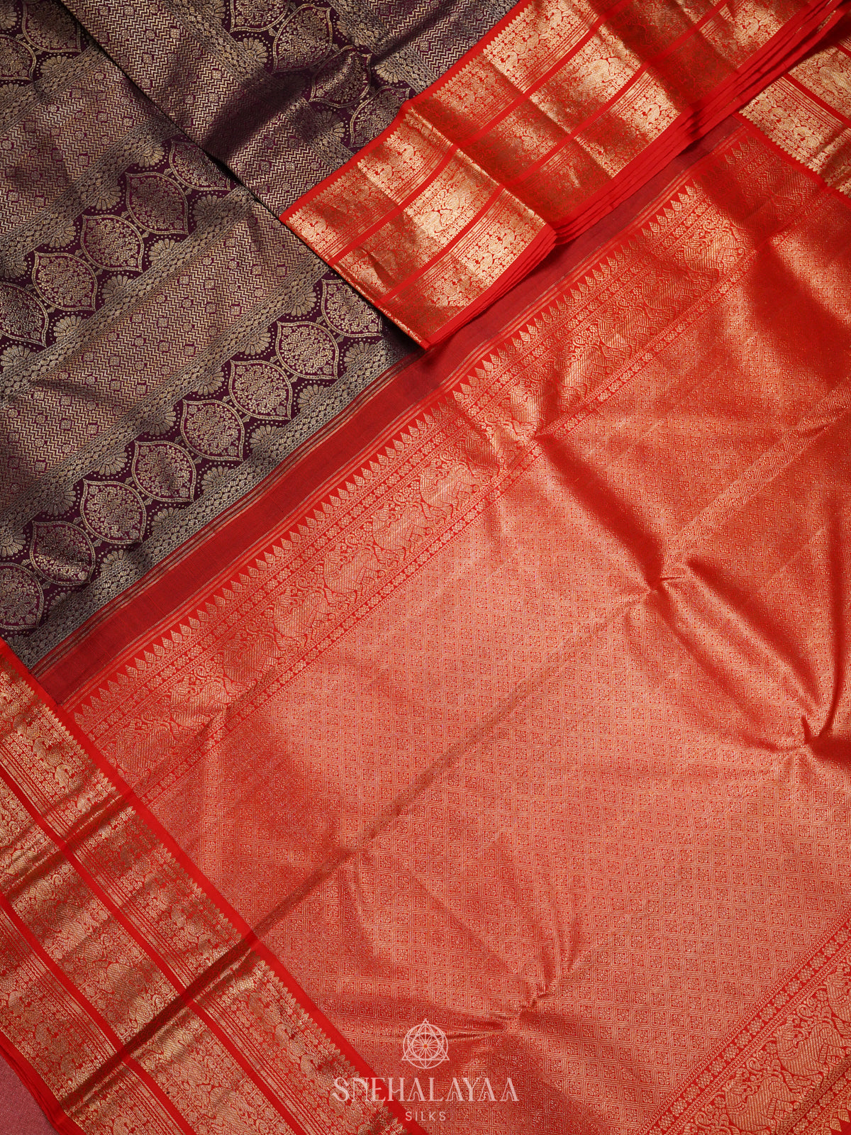 Burgundy Kanjivaram Silk Saree
