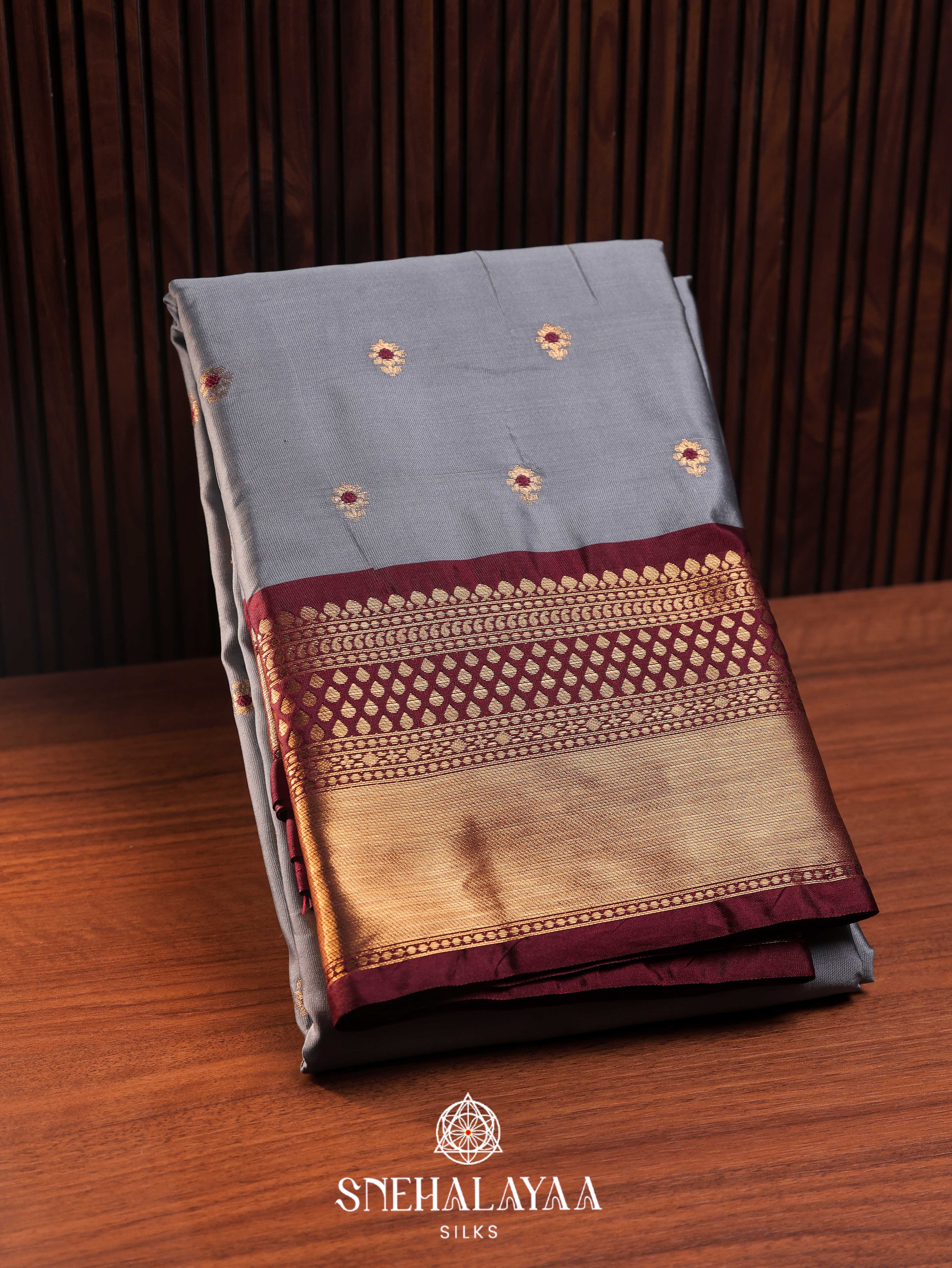 Grey Art Silk Saree