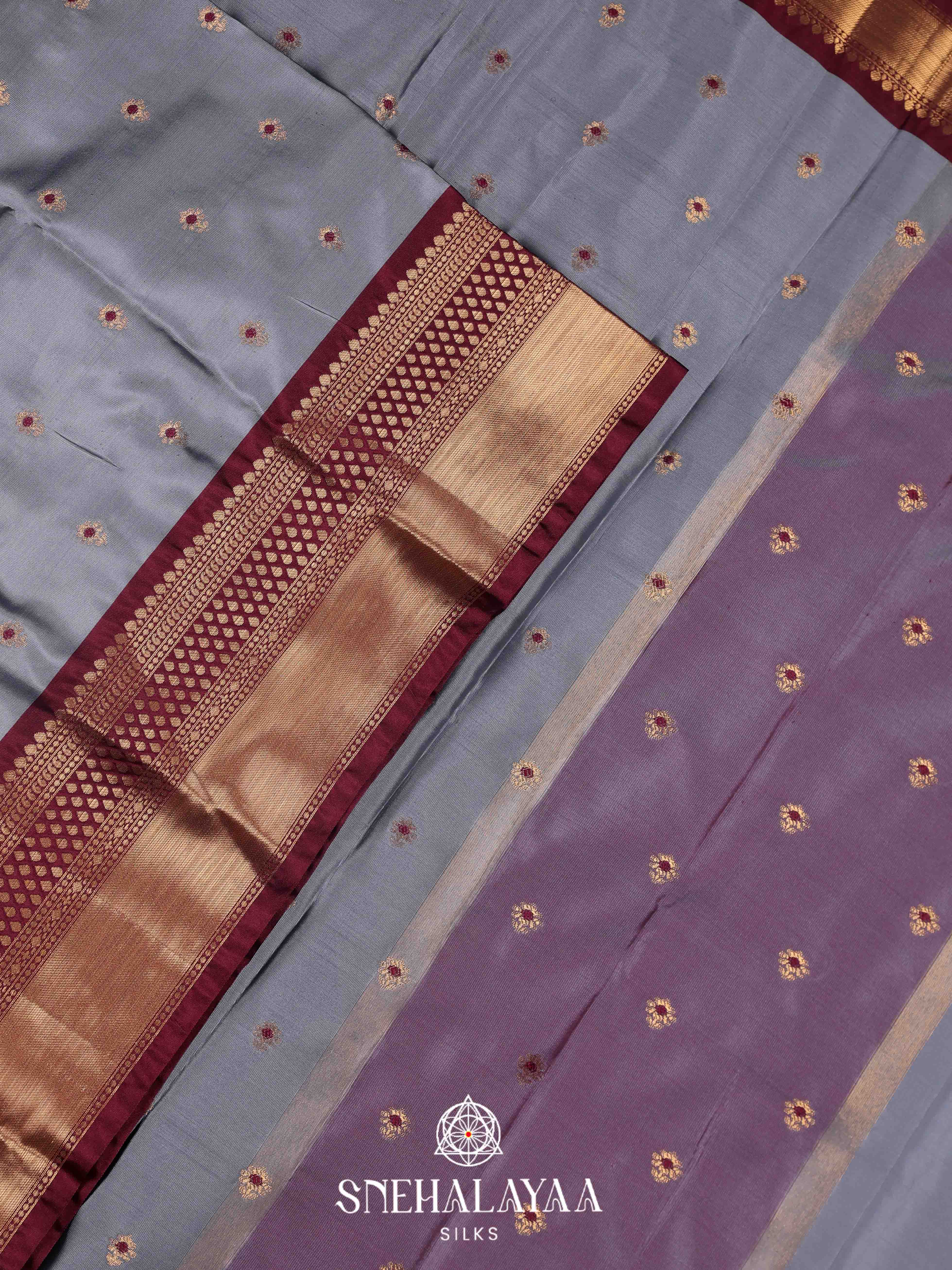 Grey Art Silk Saree