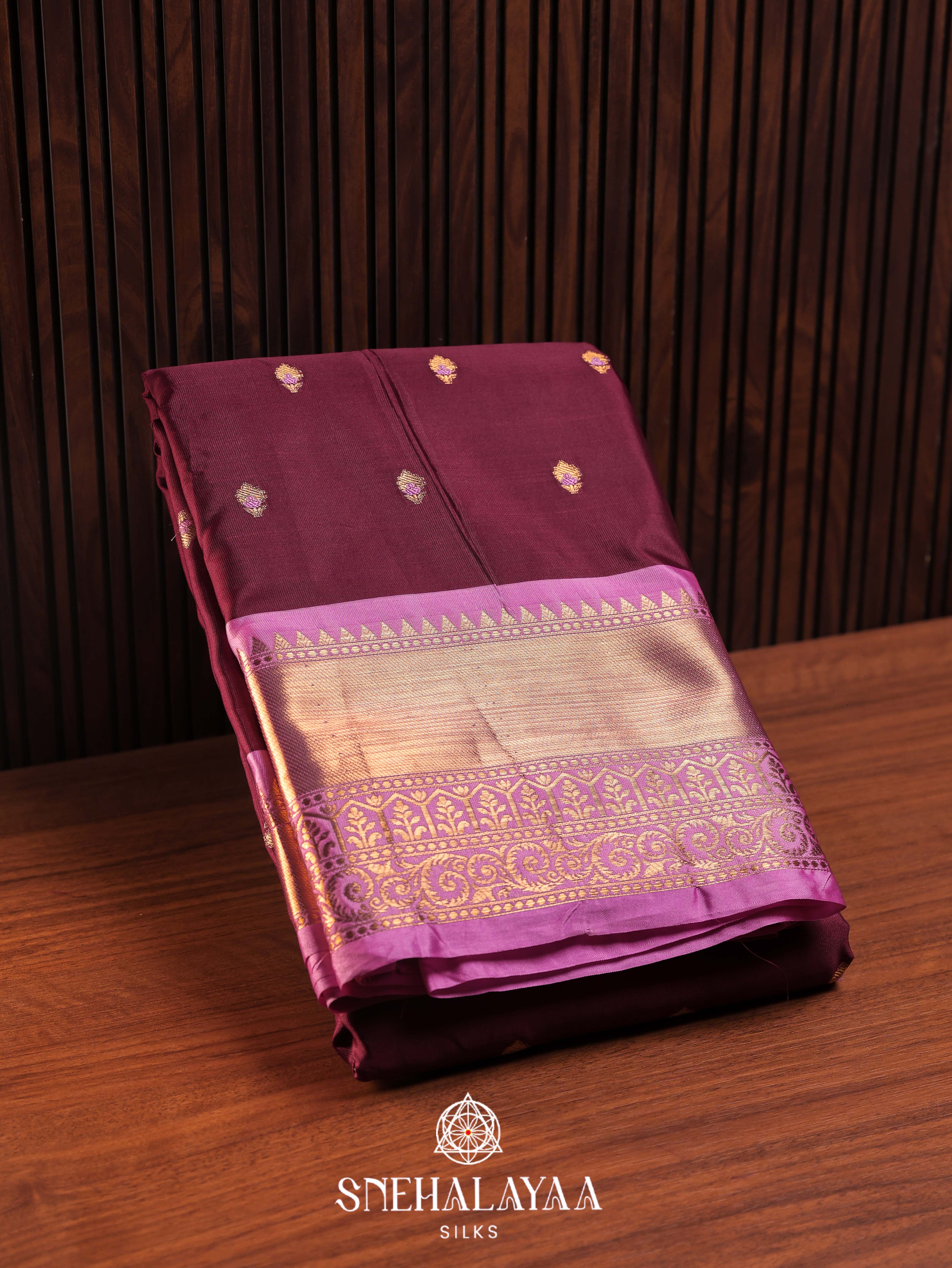 Wine Art Silk Saree