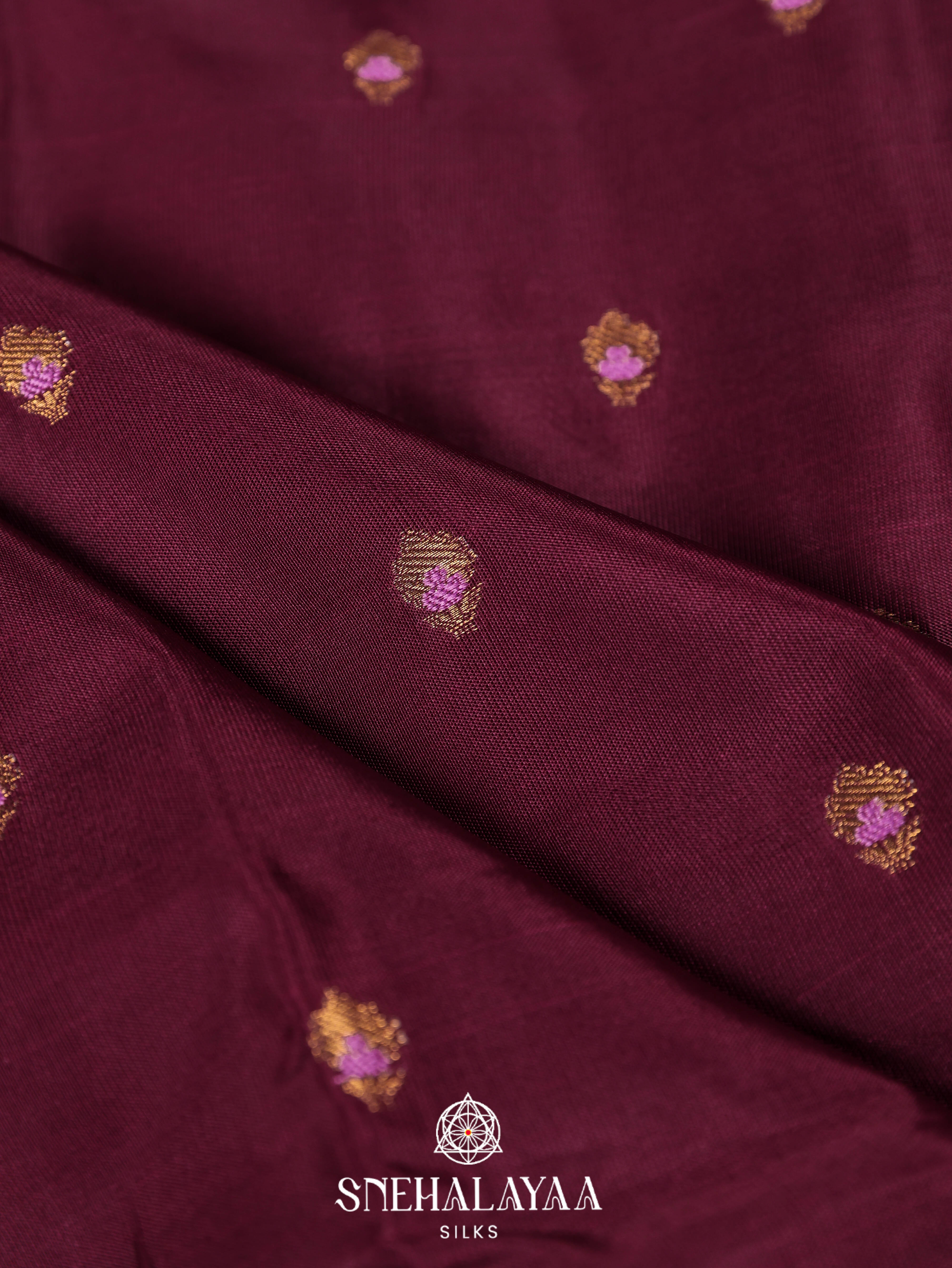 Wine Art Silk Saree