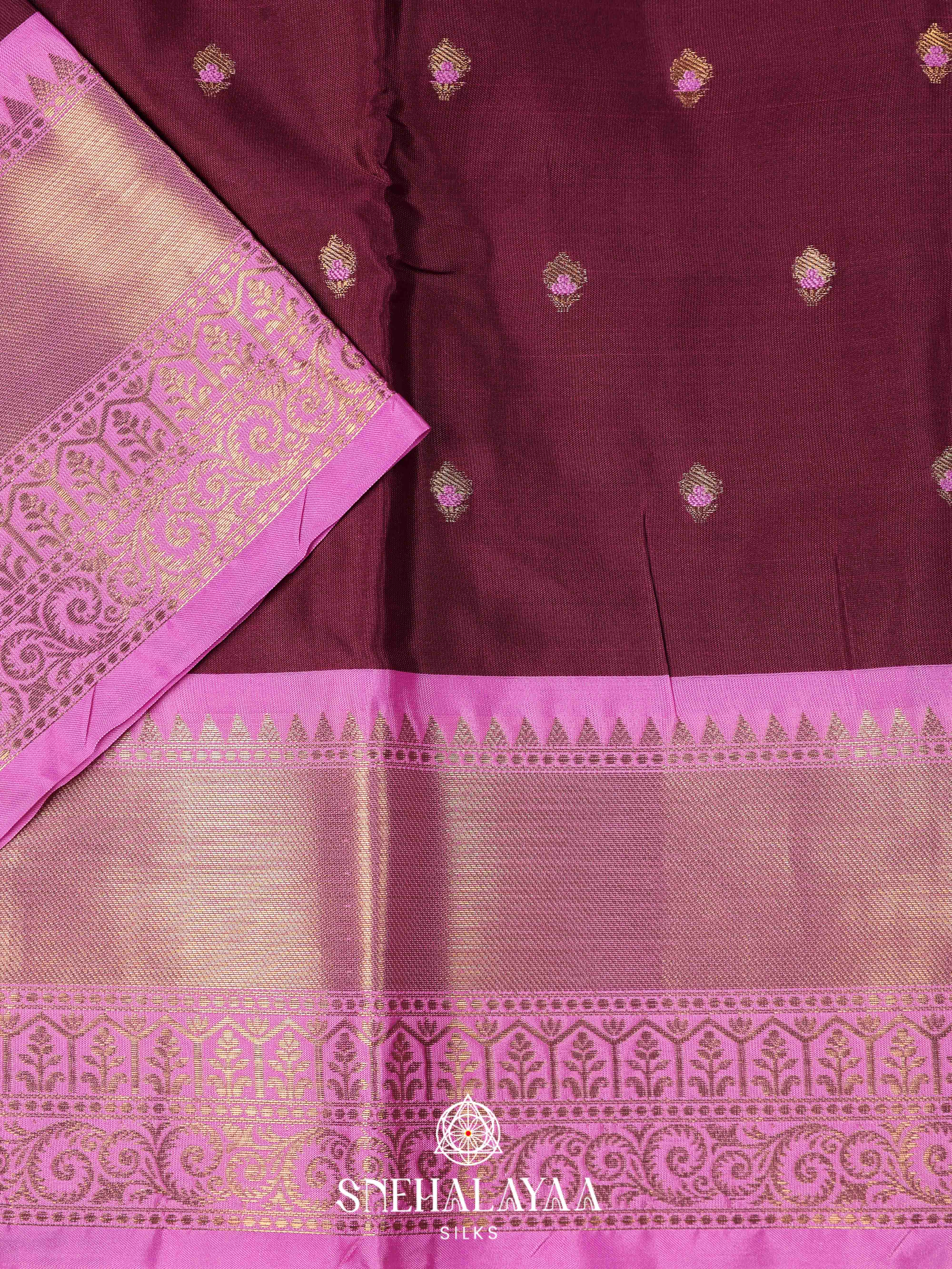 Wine Art Silk Saree