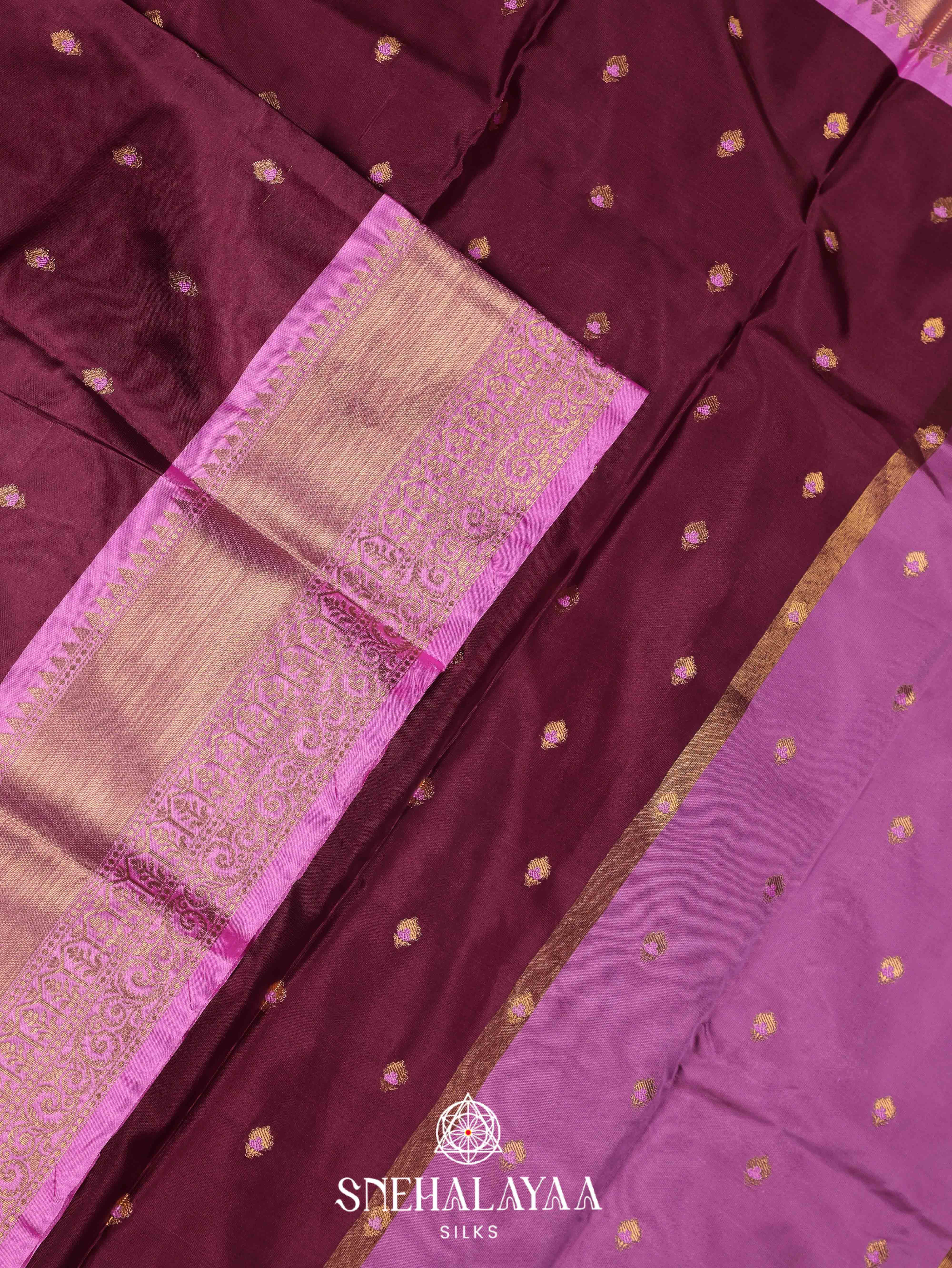 Wine Art Silk Saree