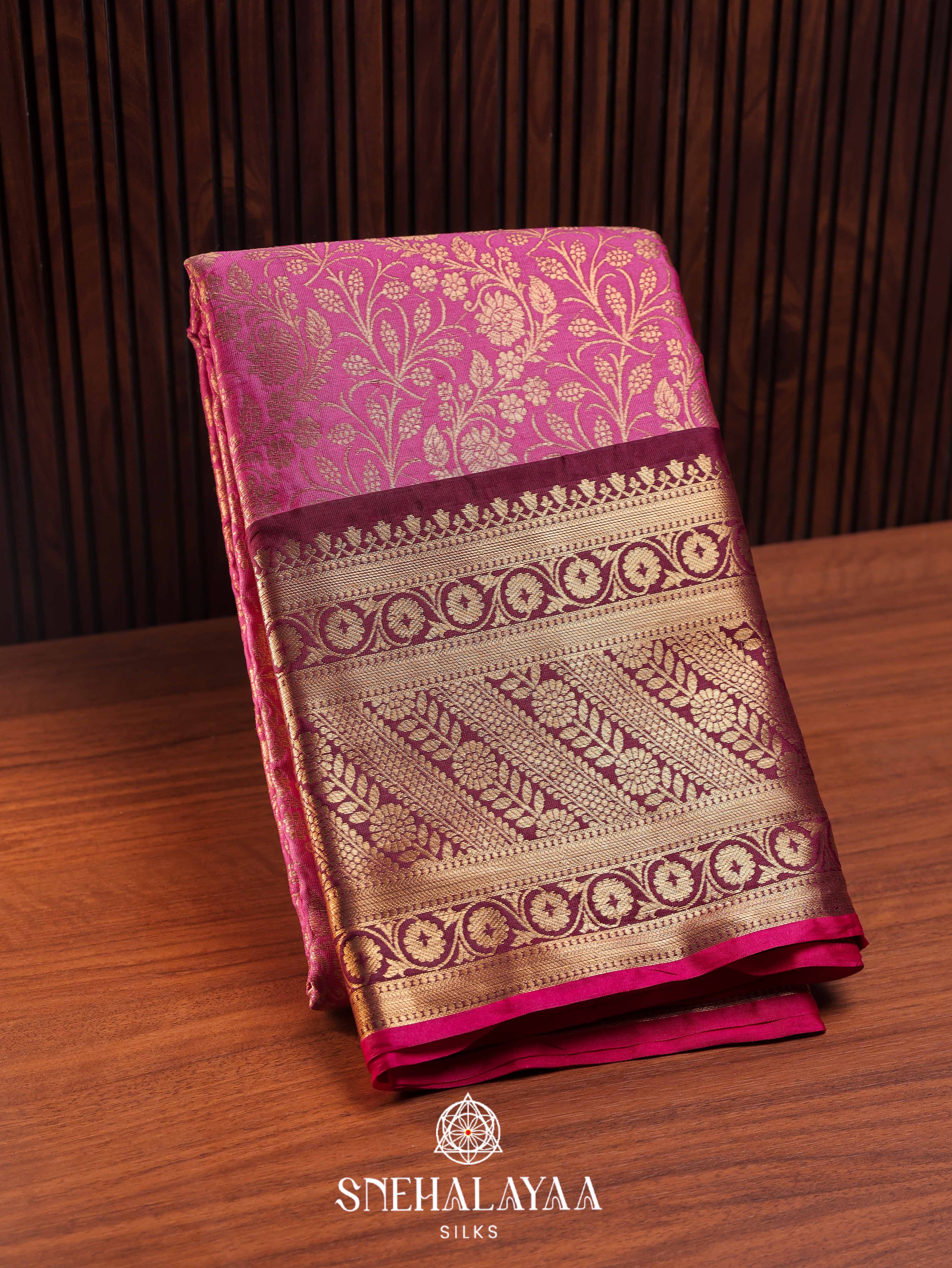 Pink Art Silk Saree
