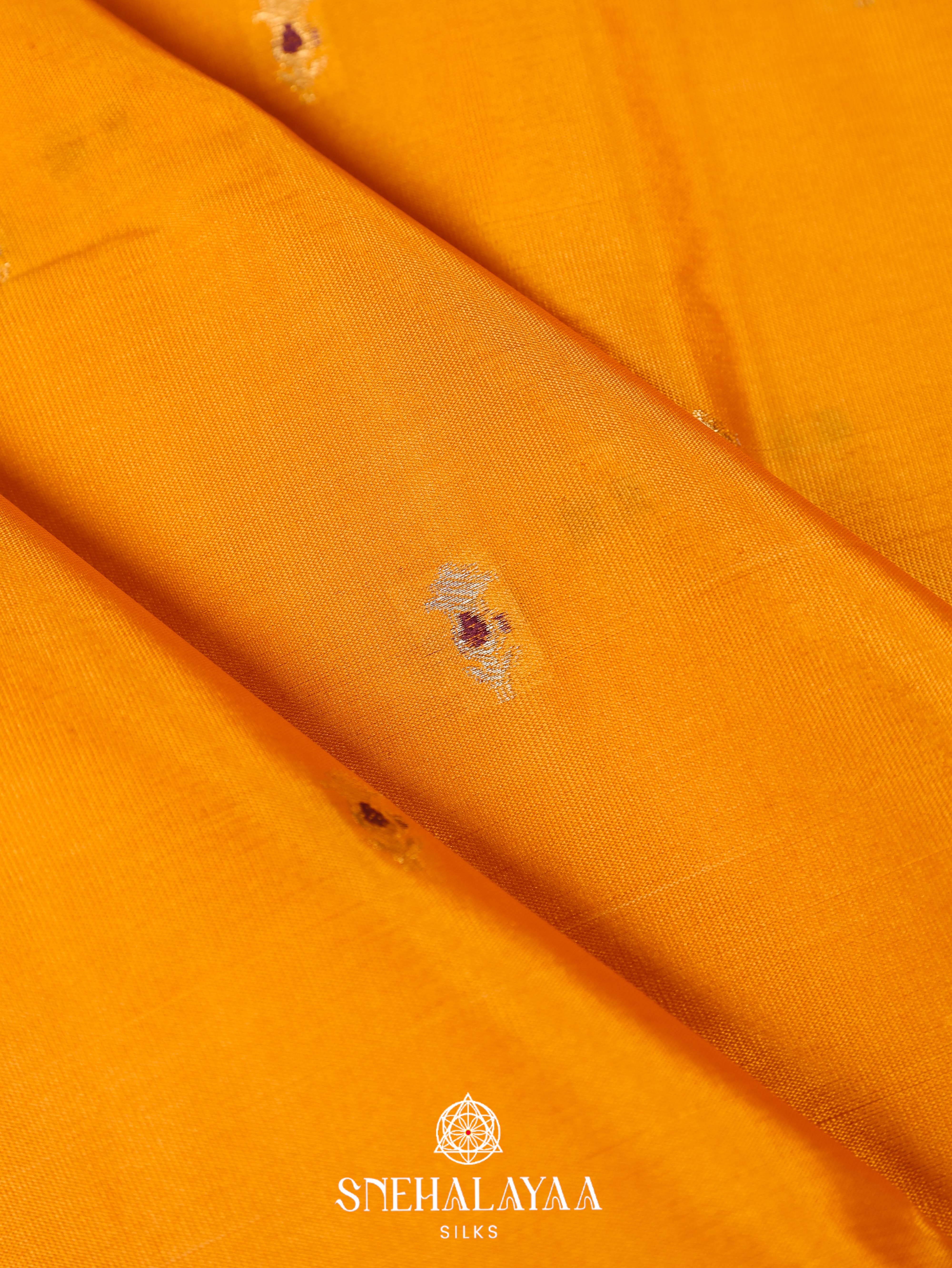 Mango Yellow Art Silk Saree