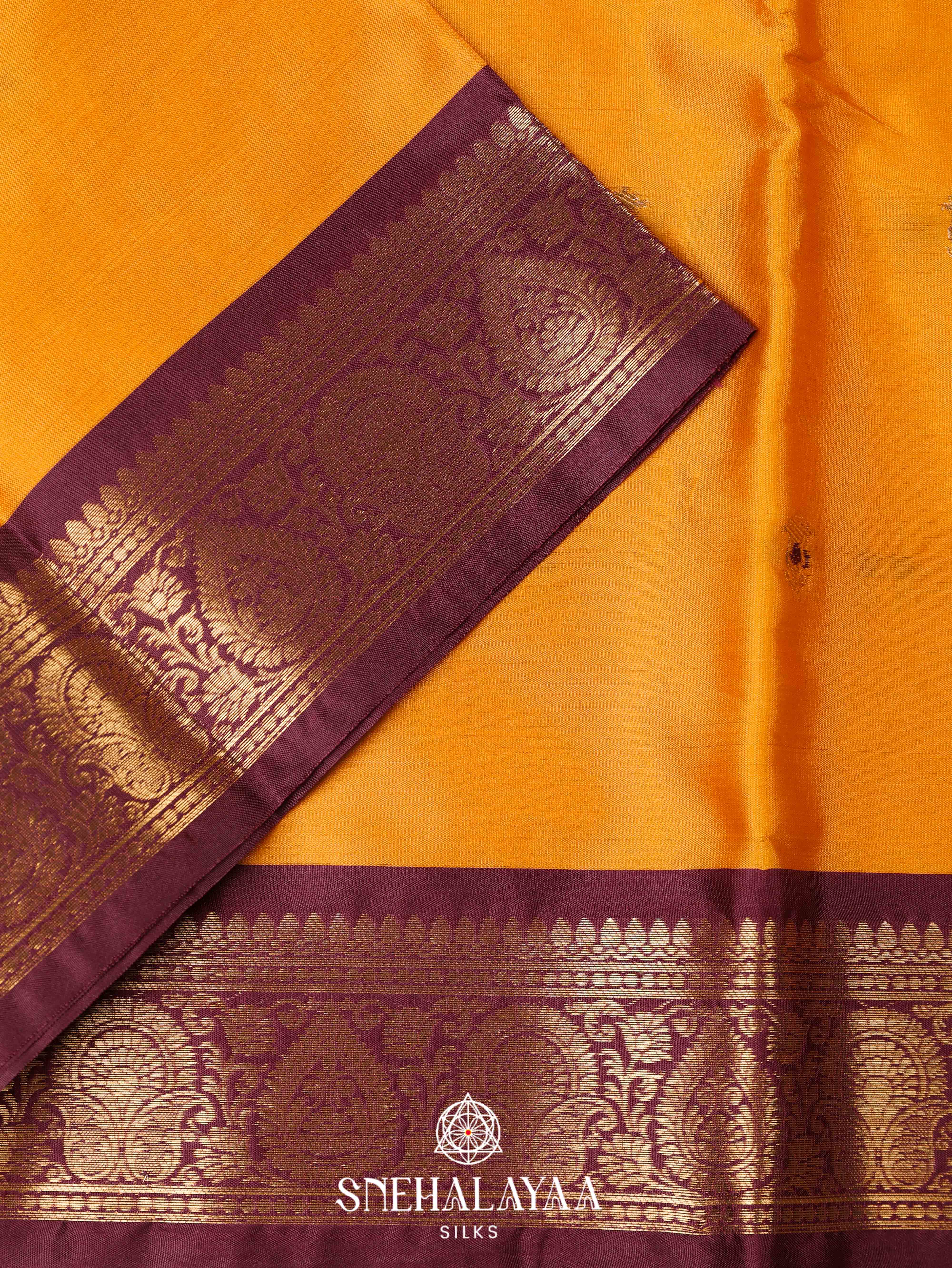 Mango Yellow Art Silk Saree