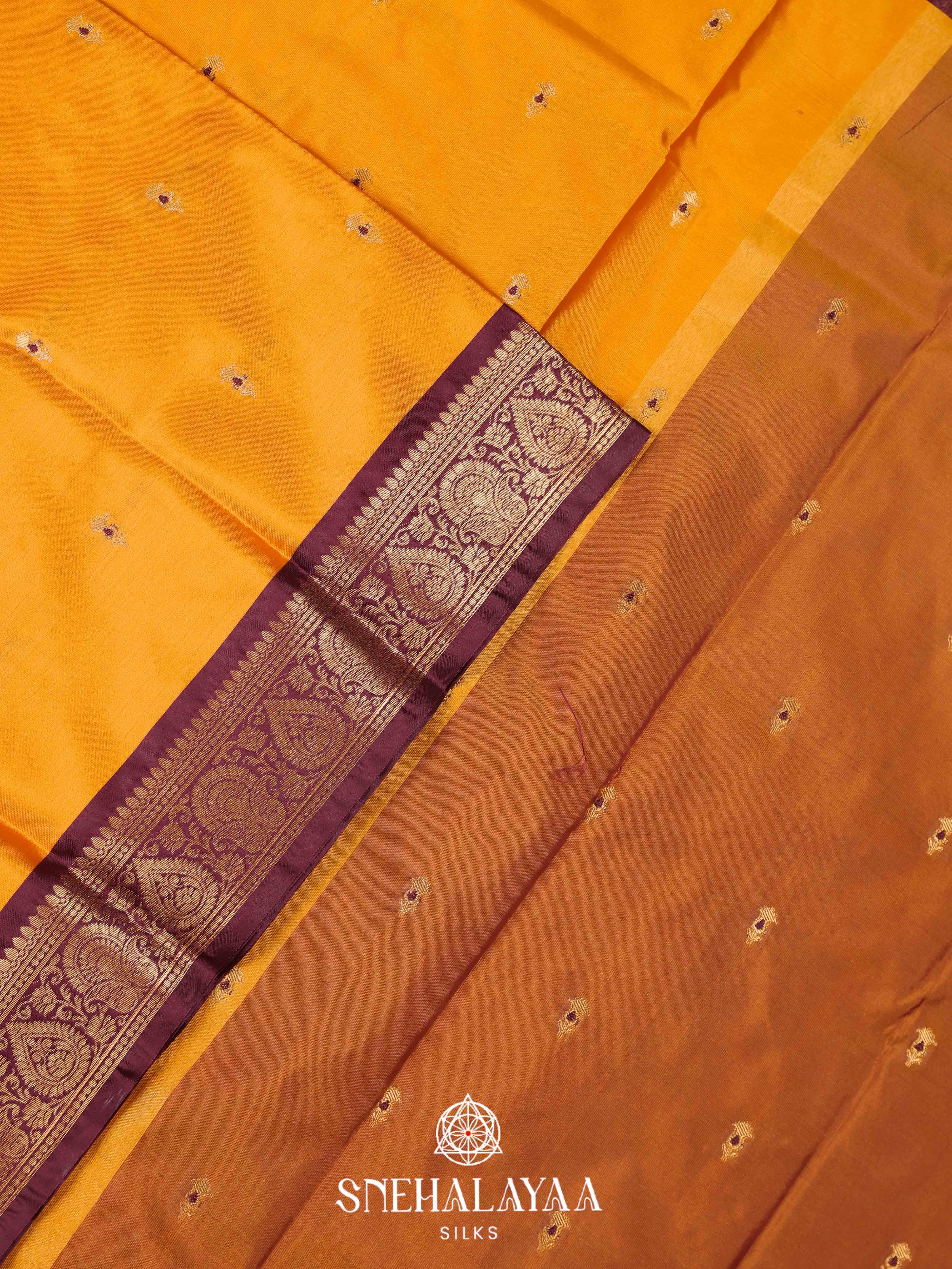 Mango Yellow Art Silk Saree
