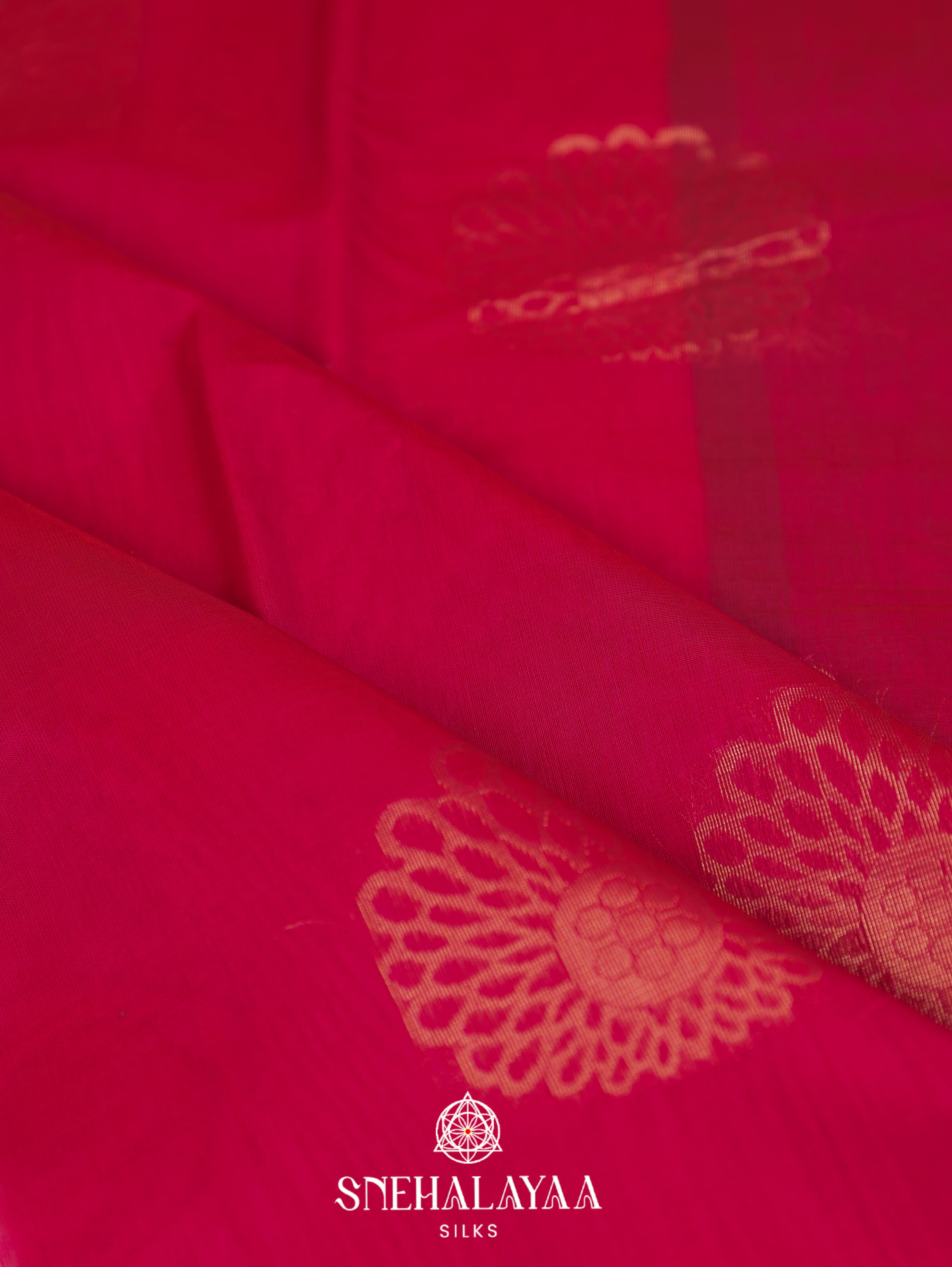 Ruby Red Silk Cotton Saree
