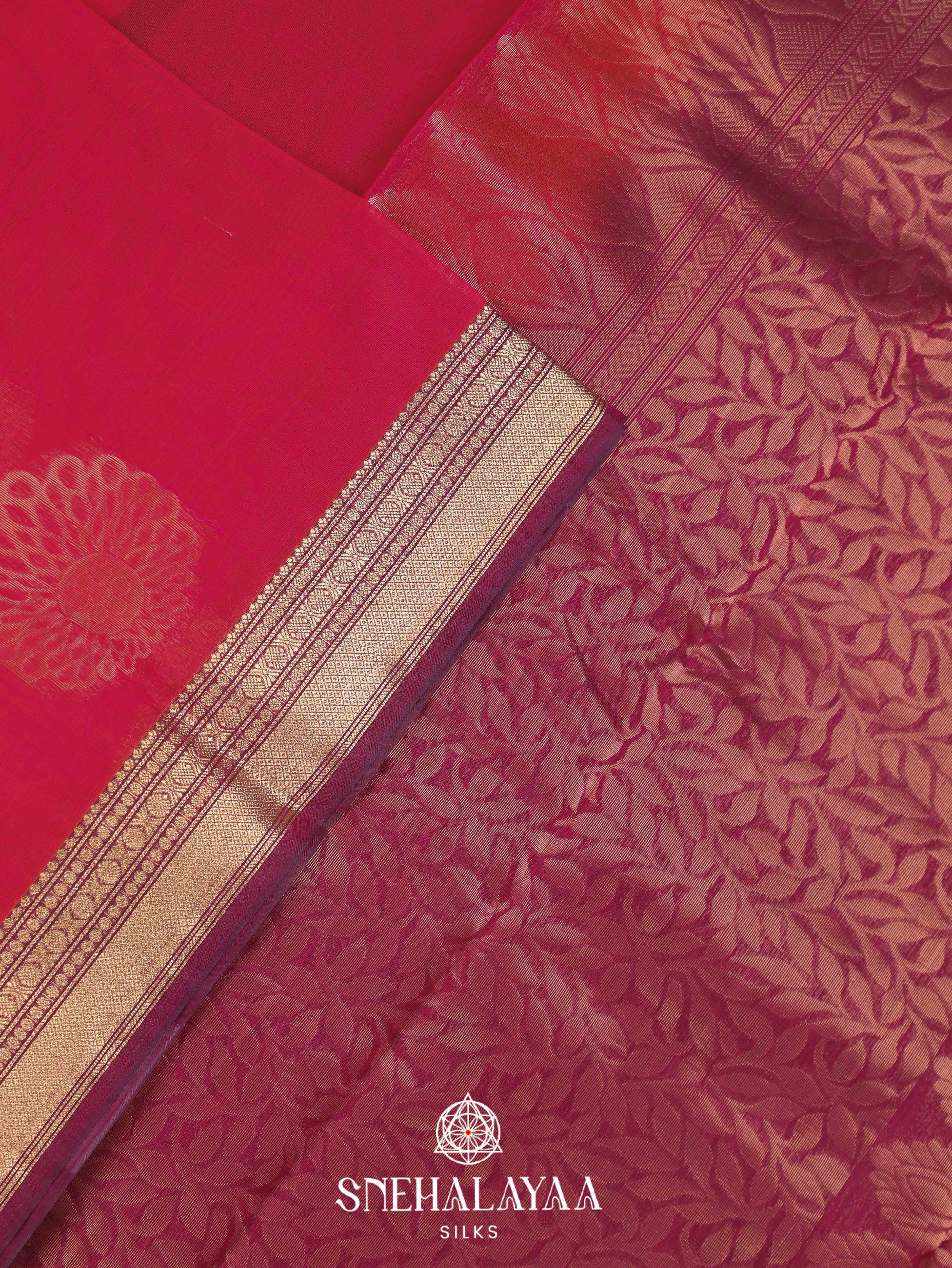 Ruby Red Silk Cotton Saree