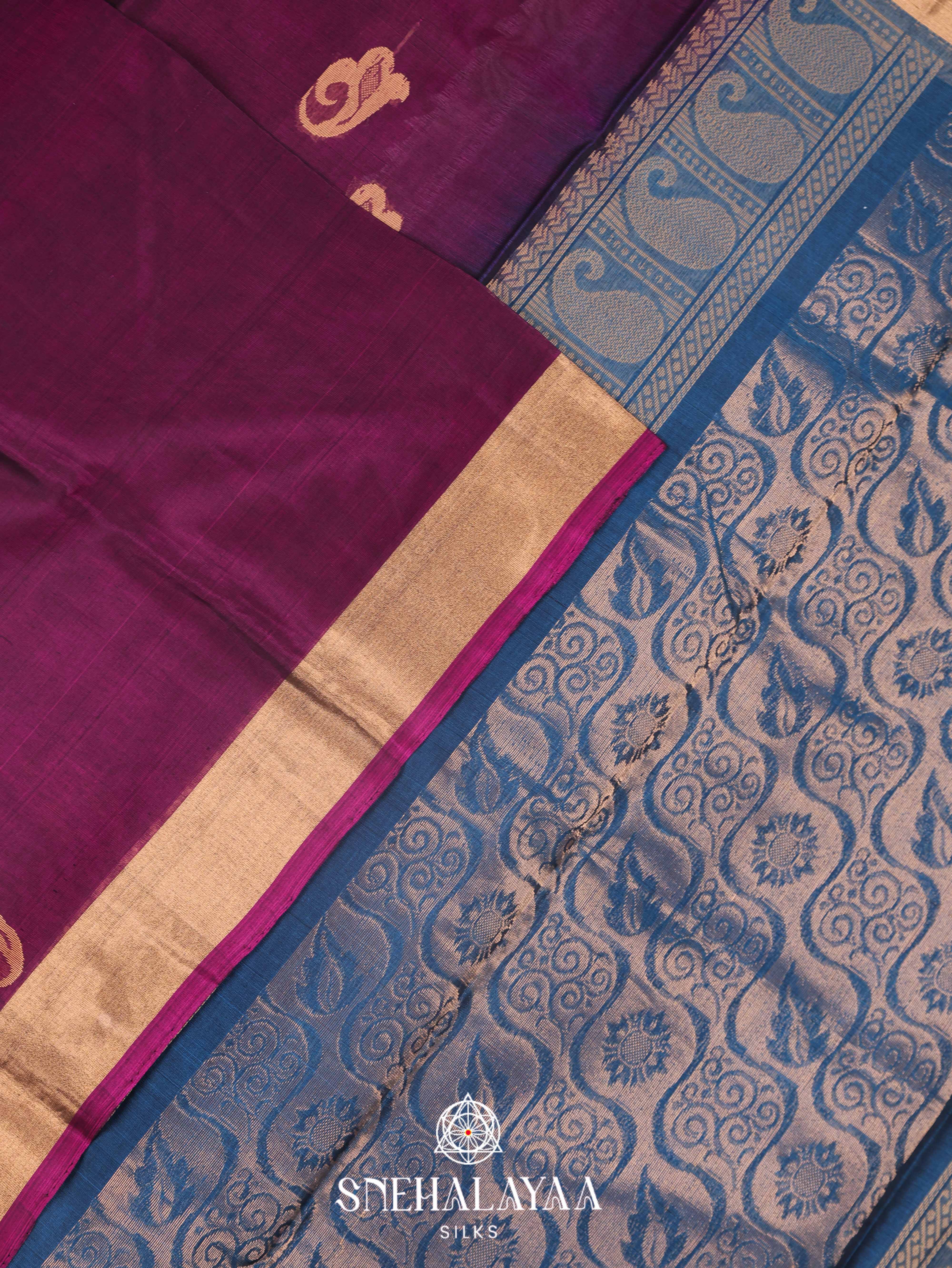 Wine Silk Cotton Saree