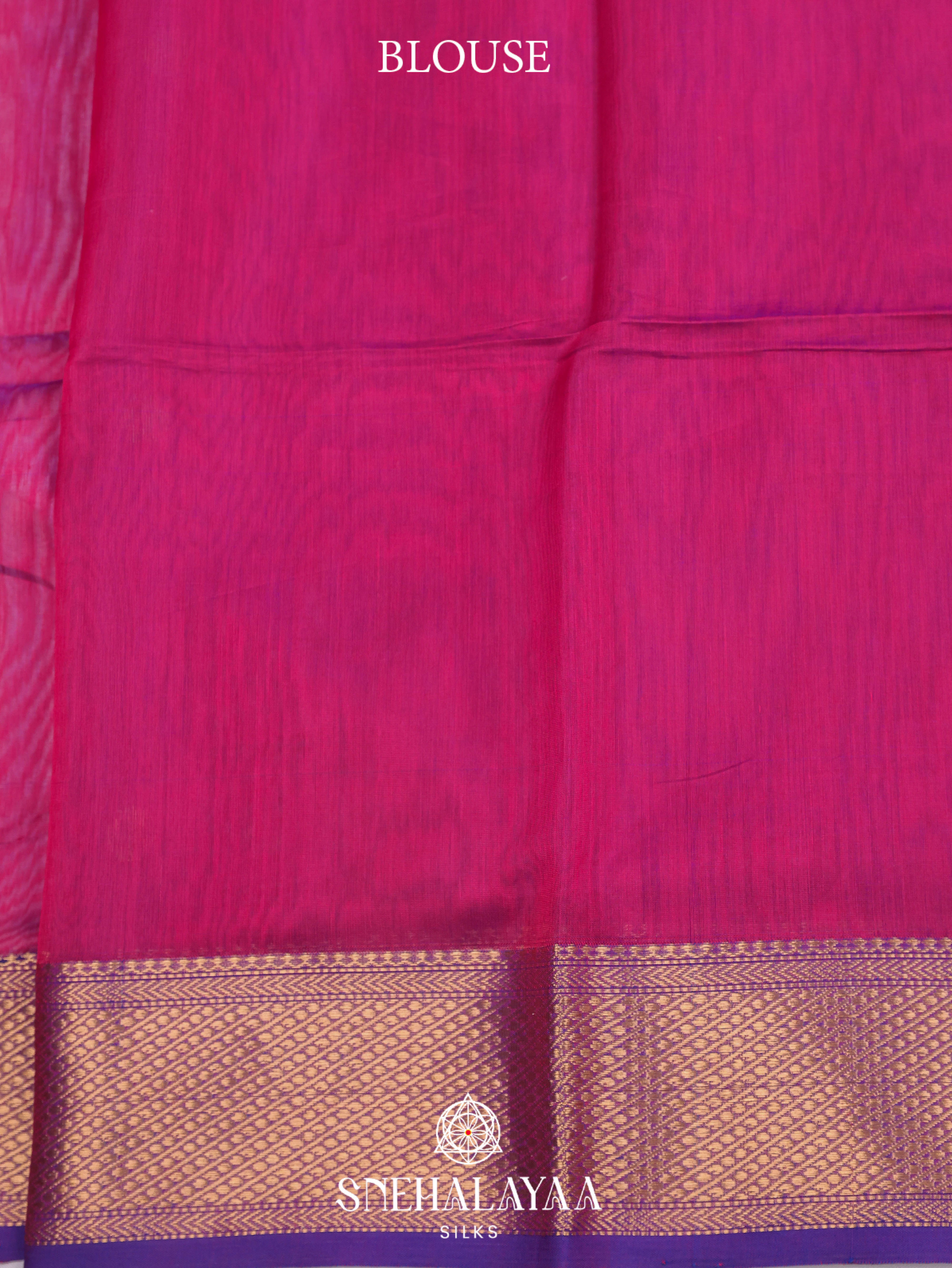 Pink. Maheshwari Silk Cotton Saree