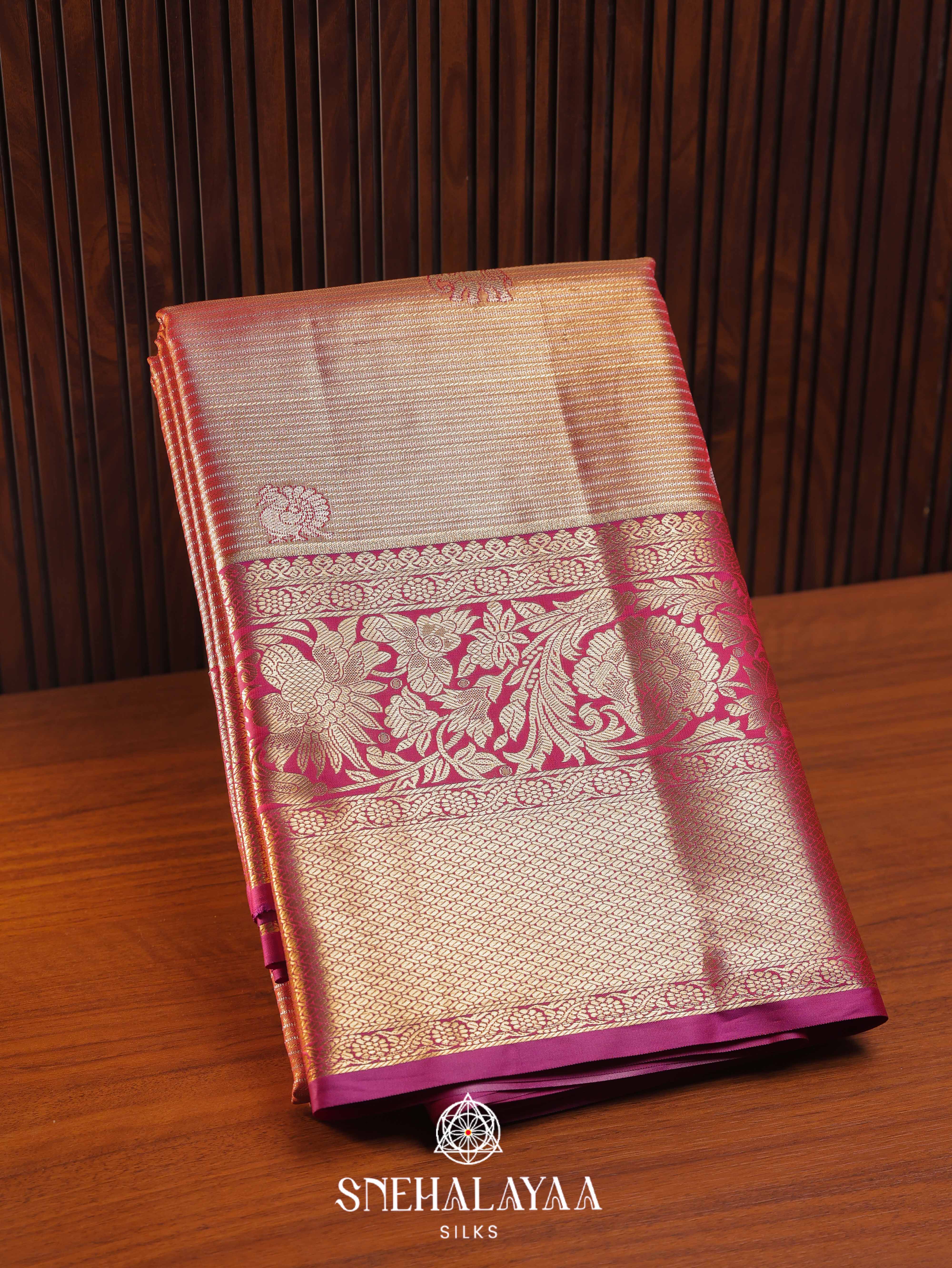 Peach Art Silk Saree