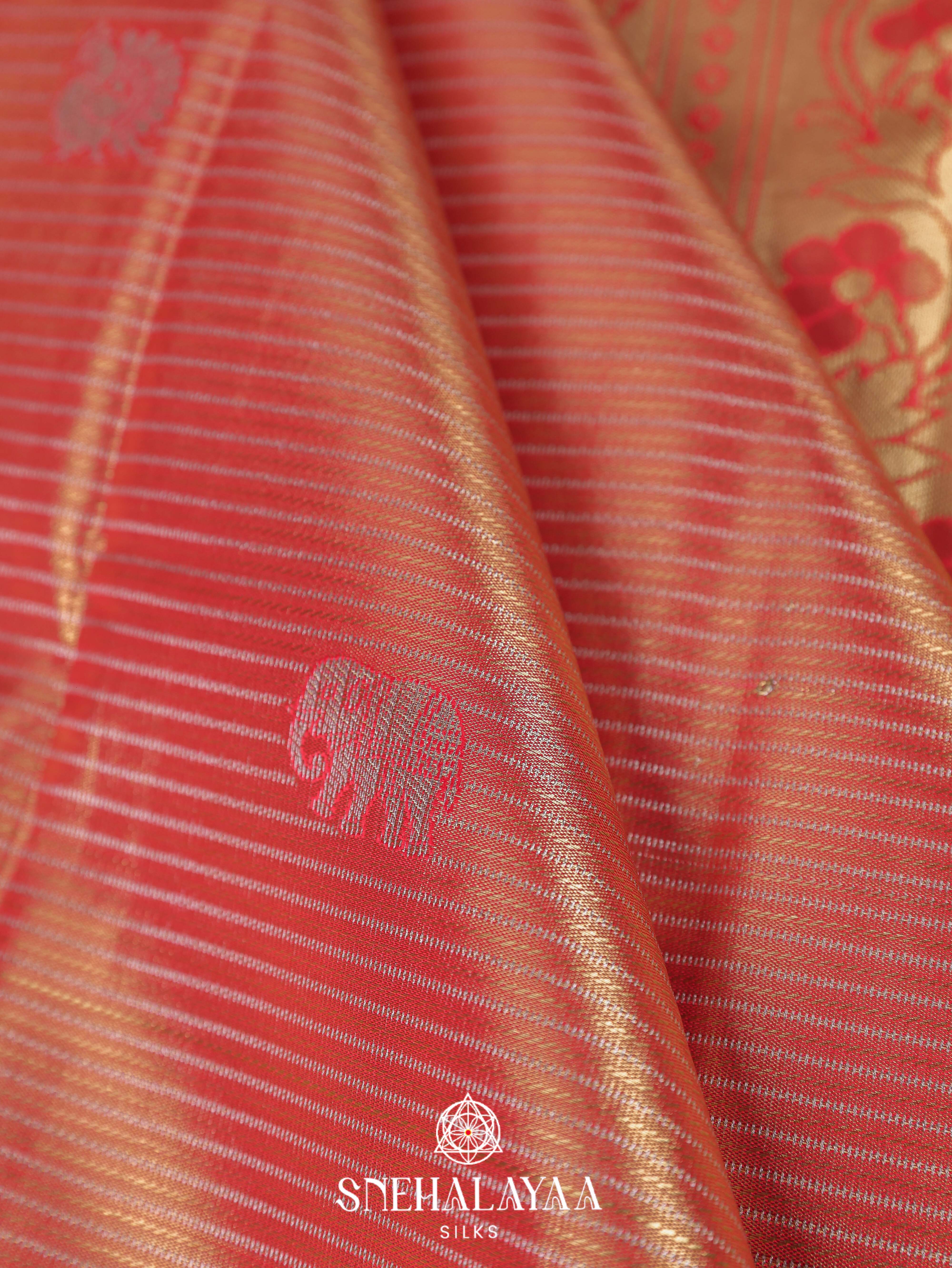 Peach Art Silk Saree