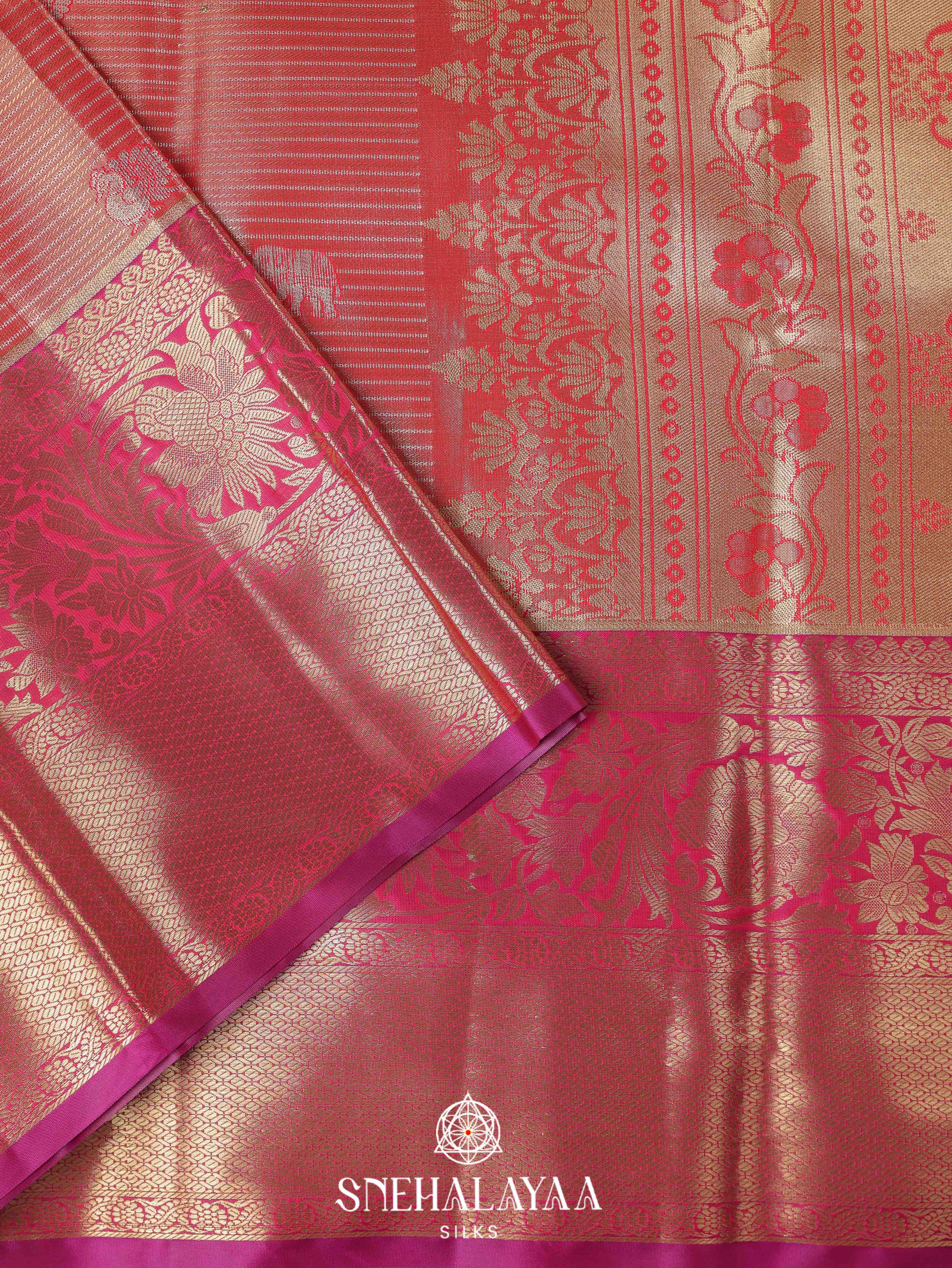 Peach Art Silk Saree