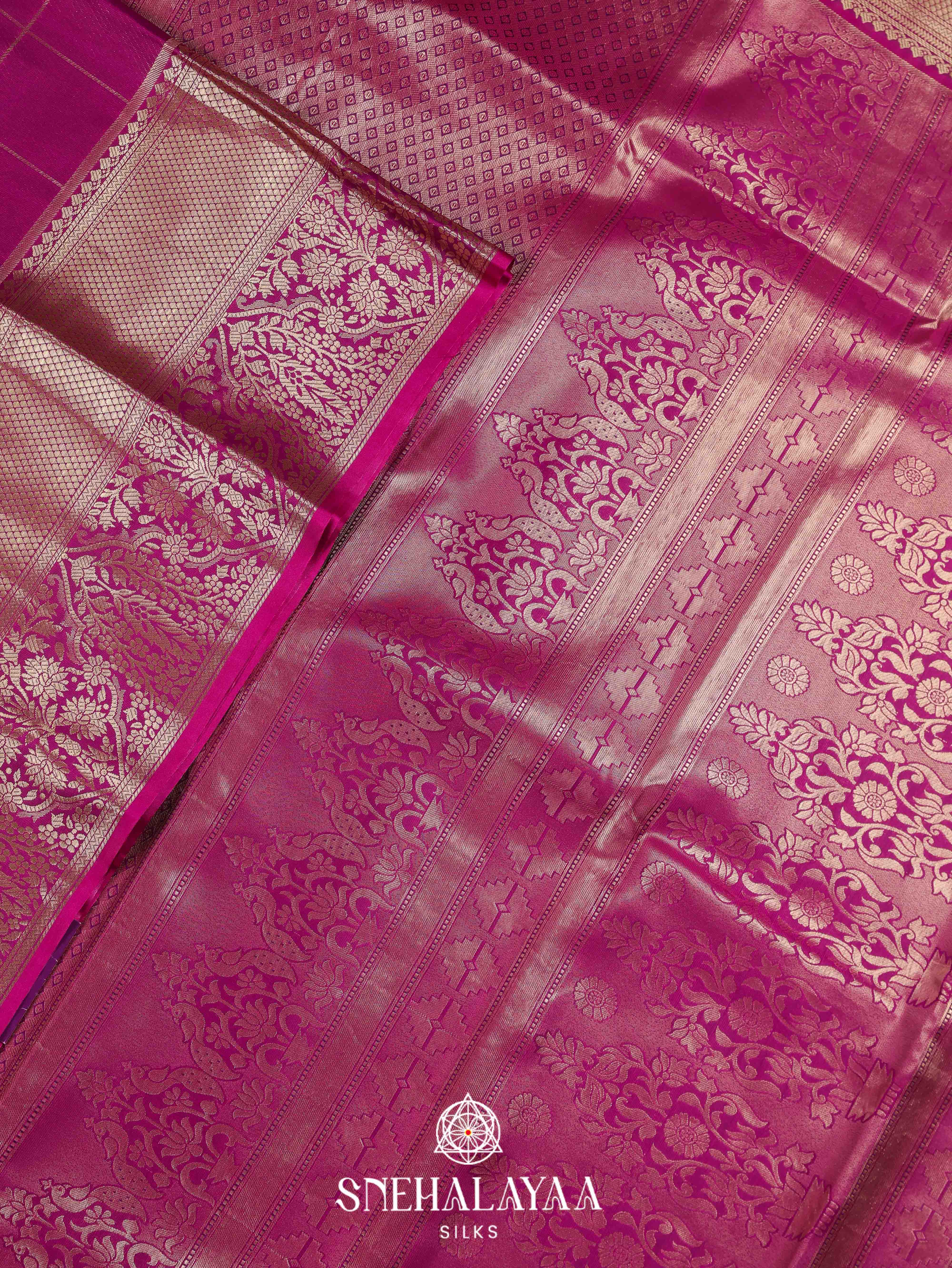 Magenta Pink Art Silk Saree