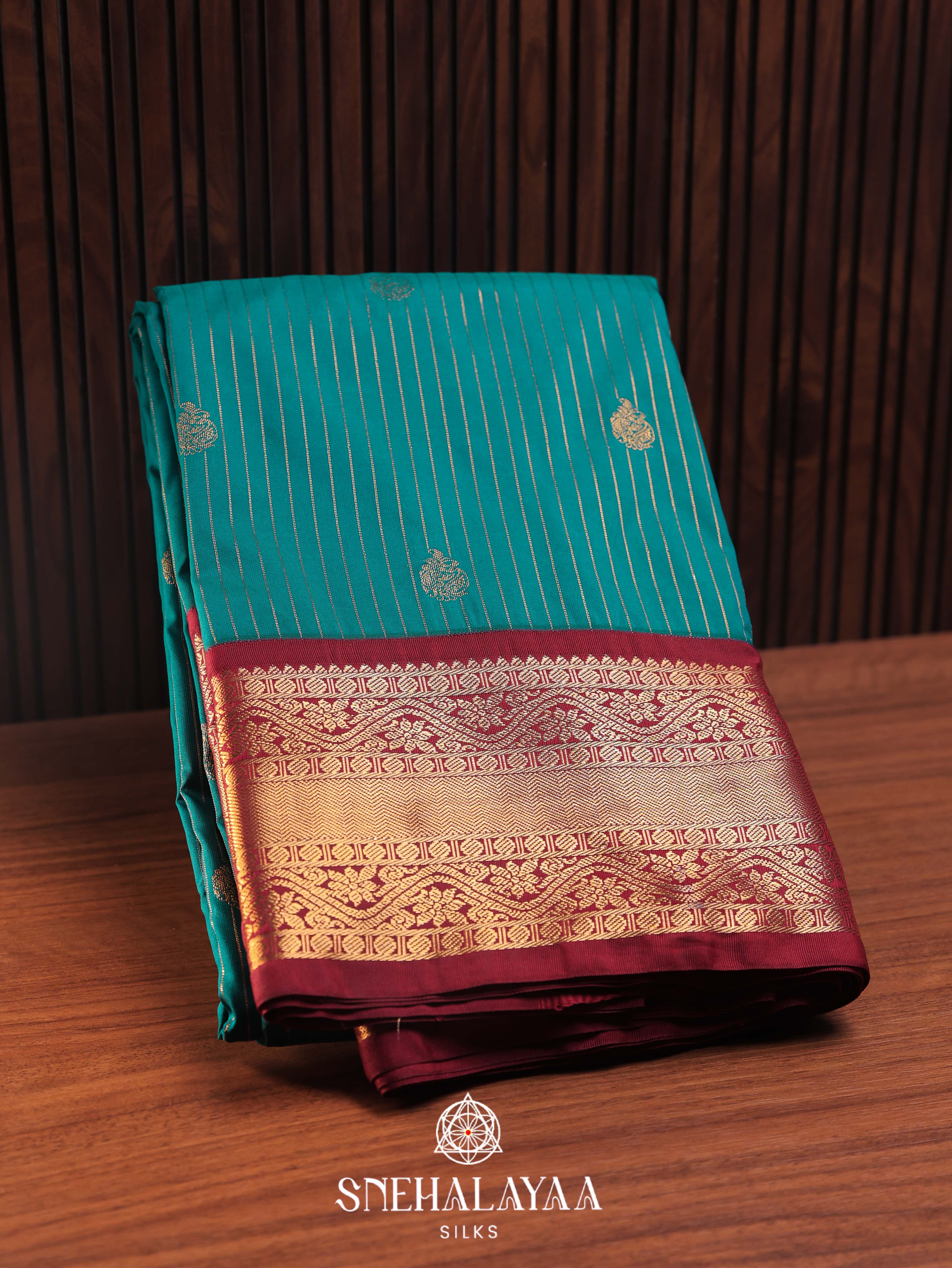 Teal Blue Art Silk Saree