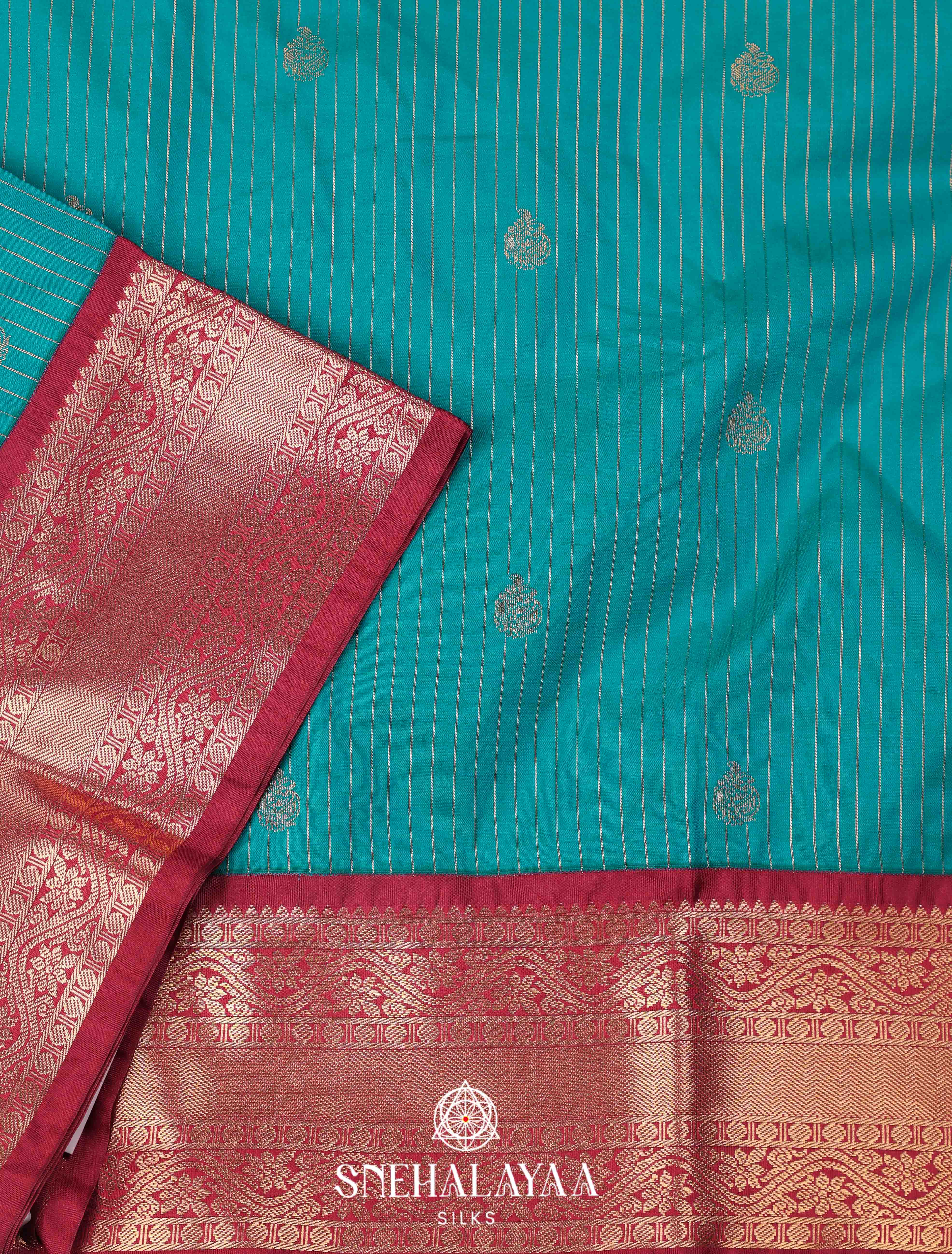 Teal Blue Art Silk Saree