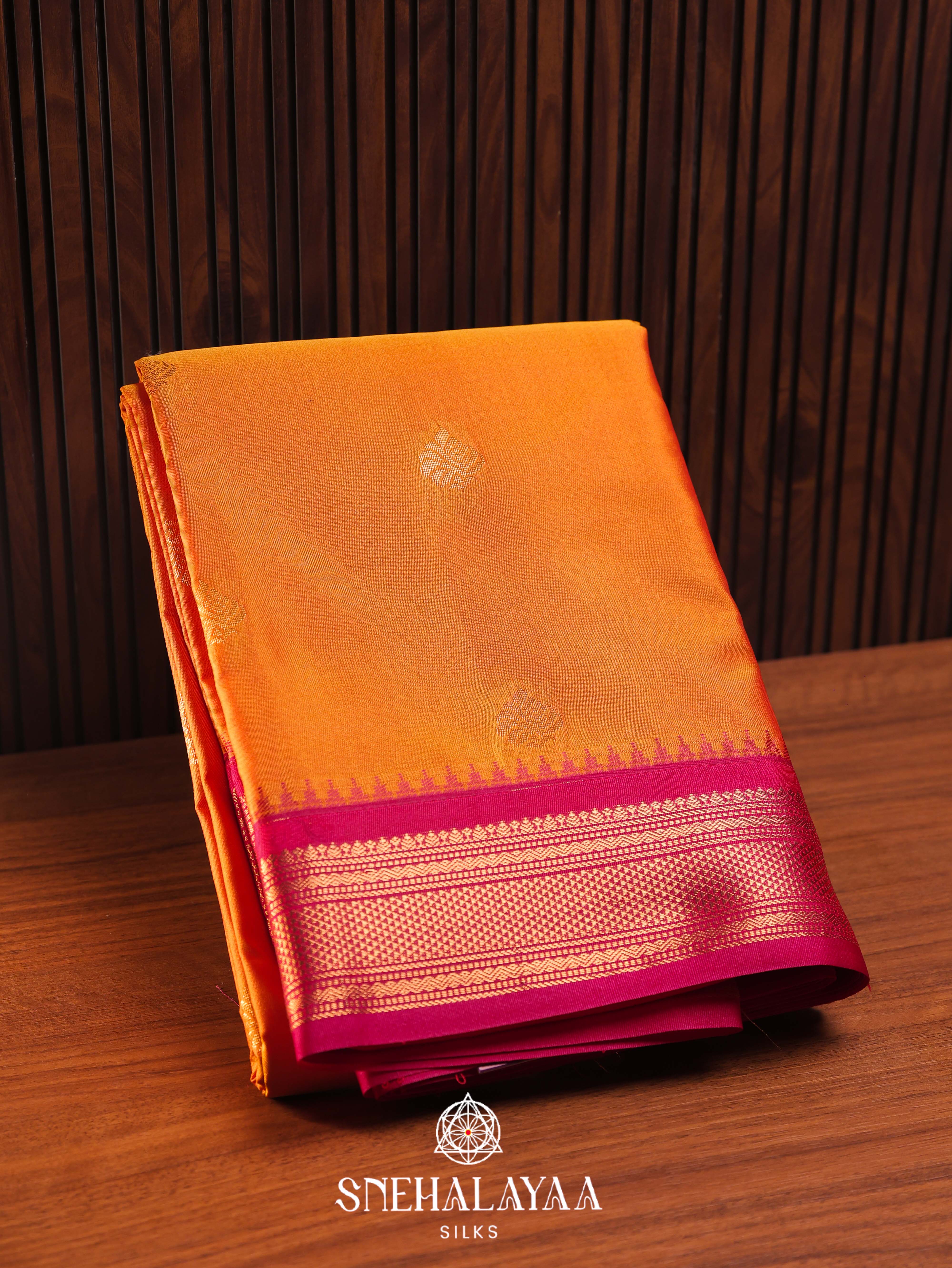 Rust Orange Art Silk Saree