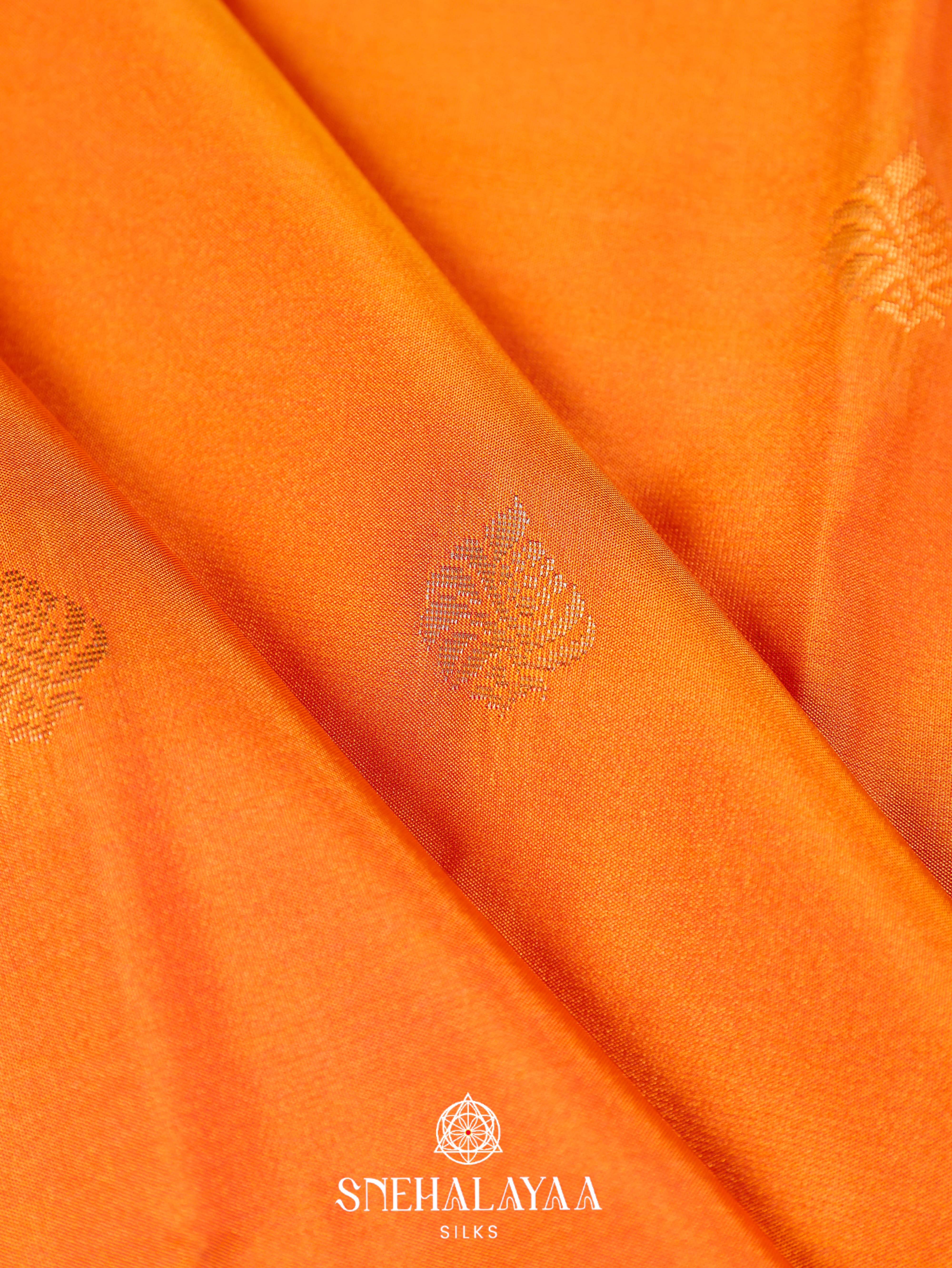 Rust Orange Art Silk Saree