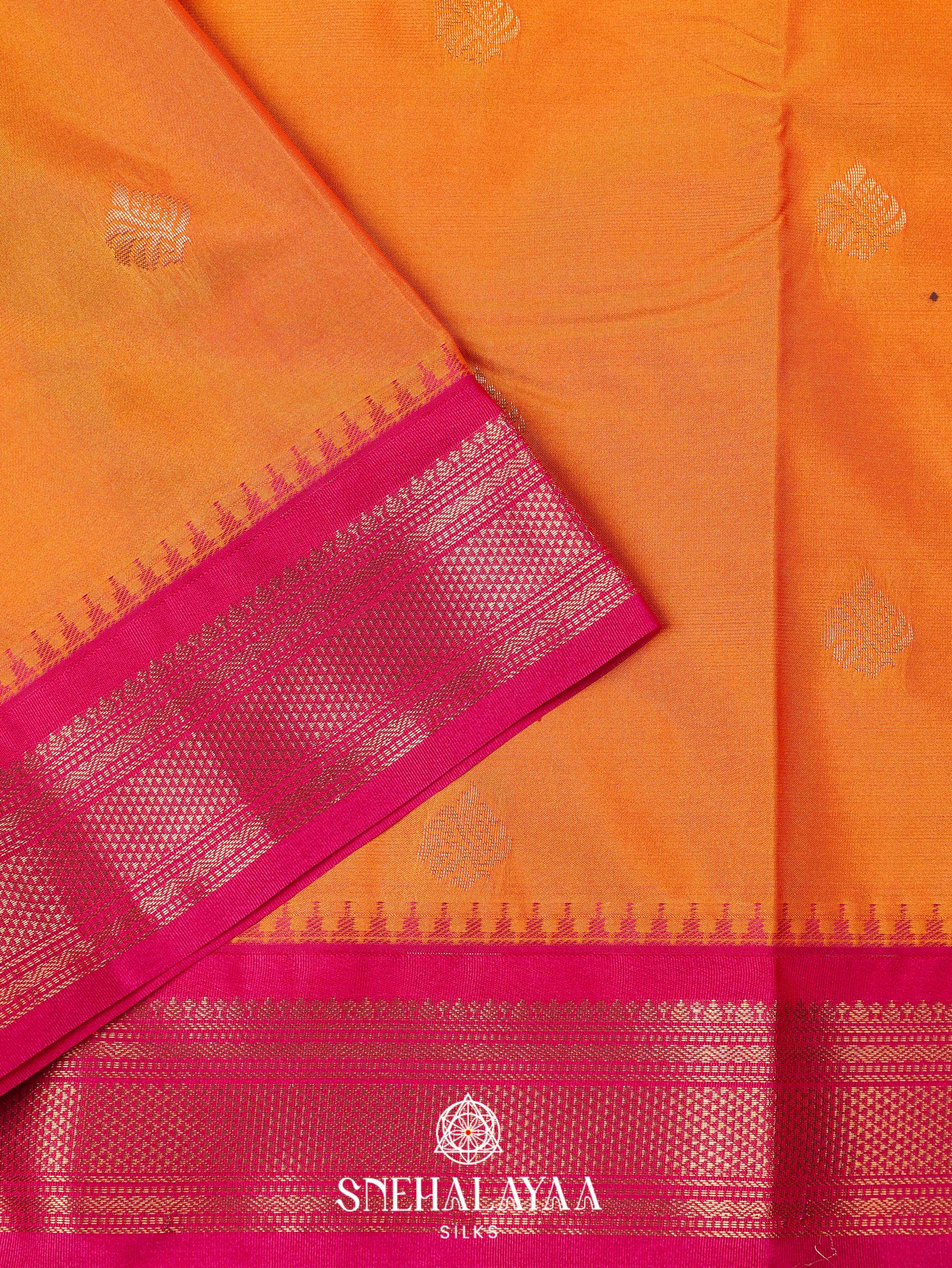 Rust Orange Art Silk Saree