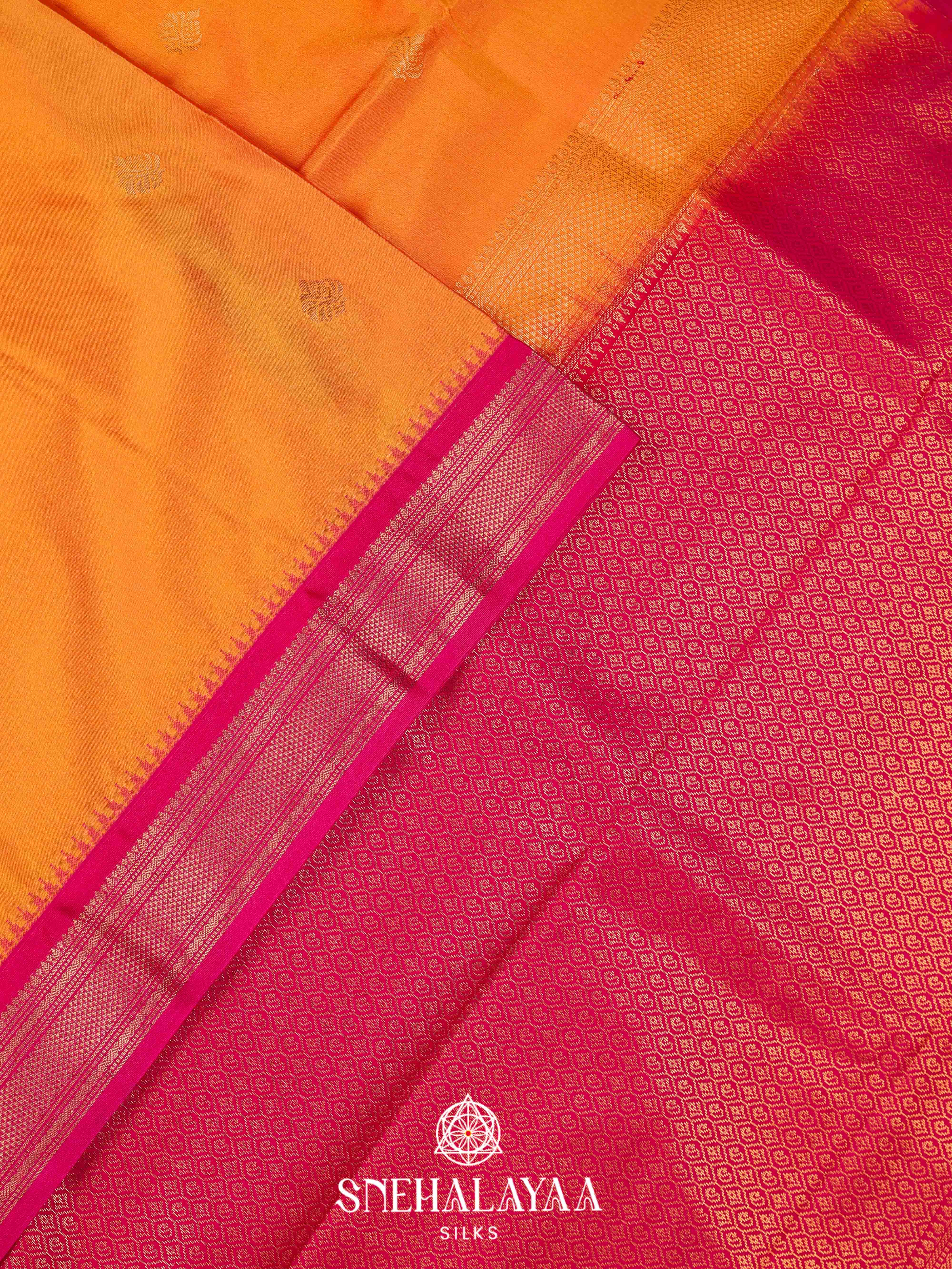 Rust Orange Art Silk Saree