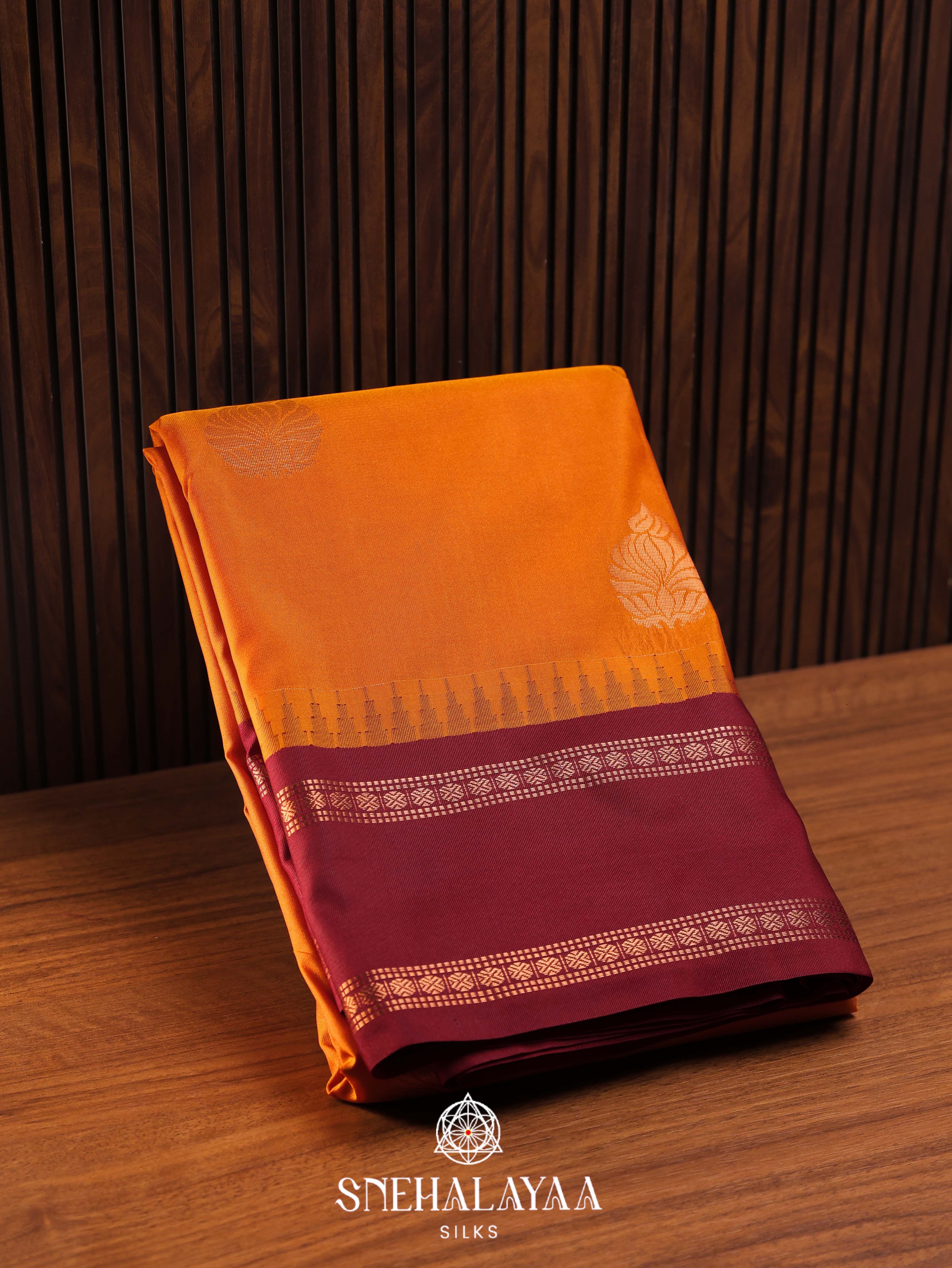 Orange Art Silk Saree