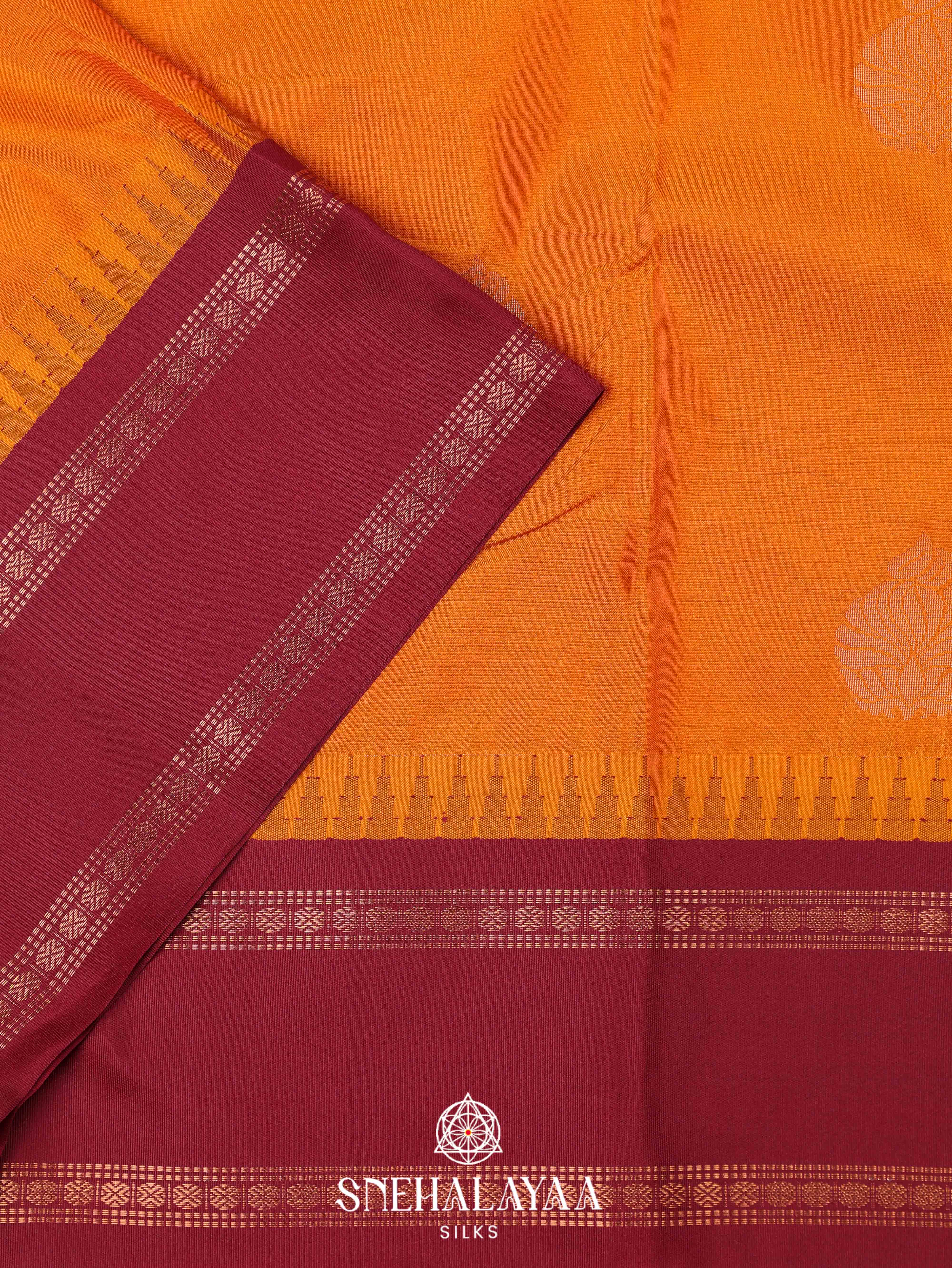 Orange Art Silk Saree