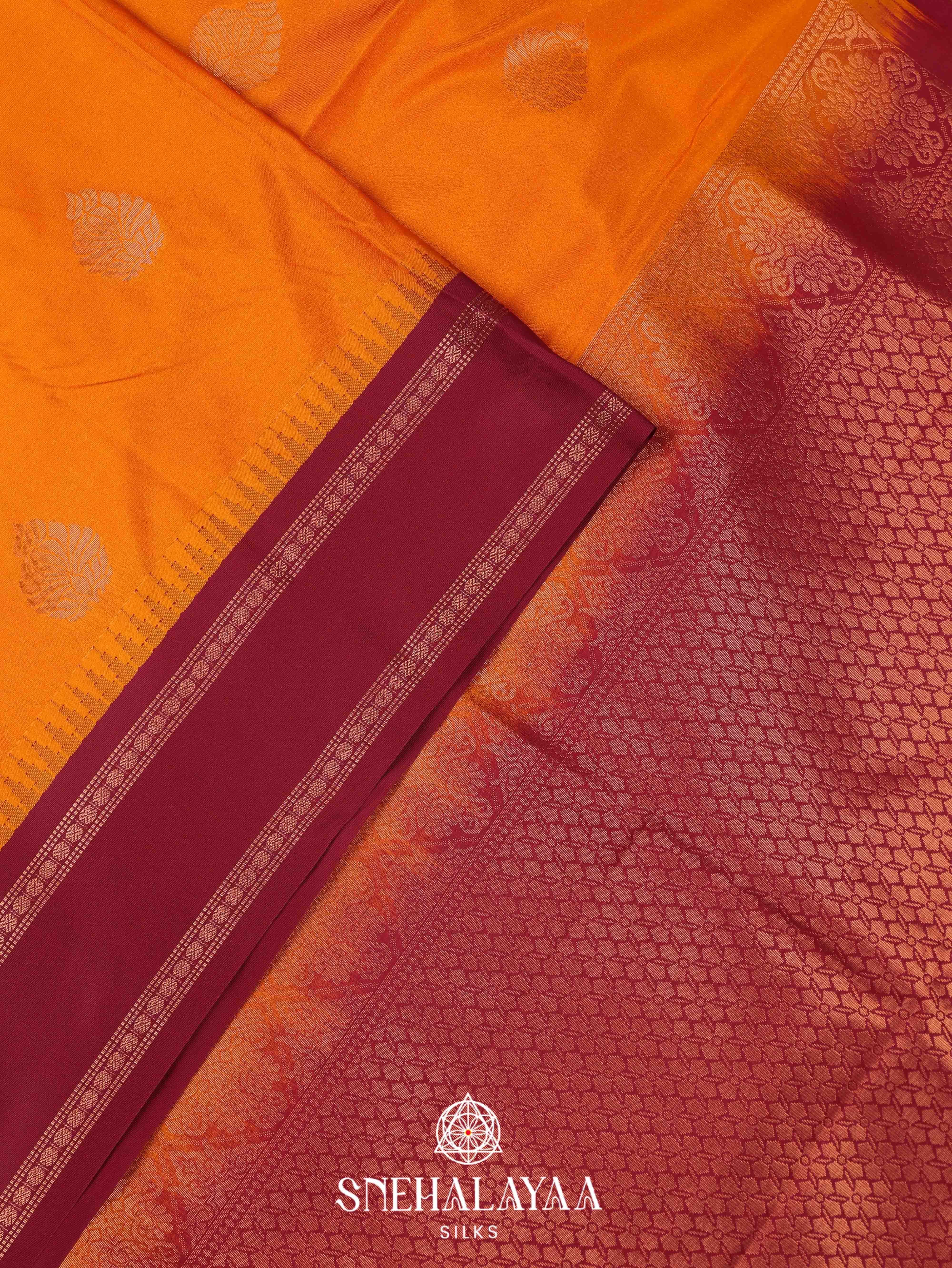Orange Art Silk Saree