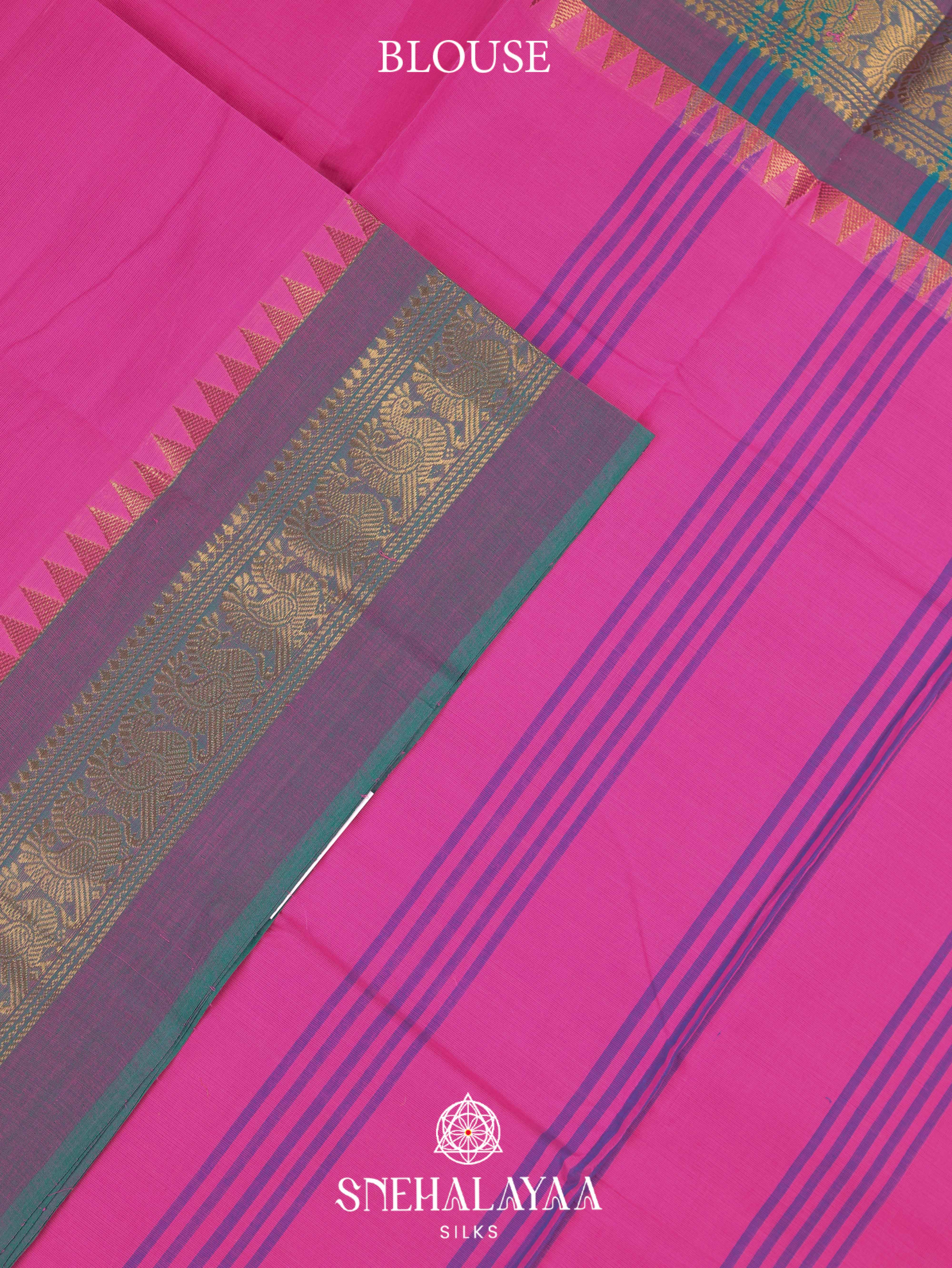 Pink Chettinad Cotton Saree