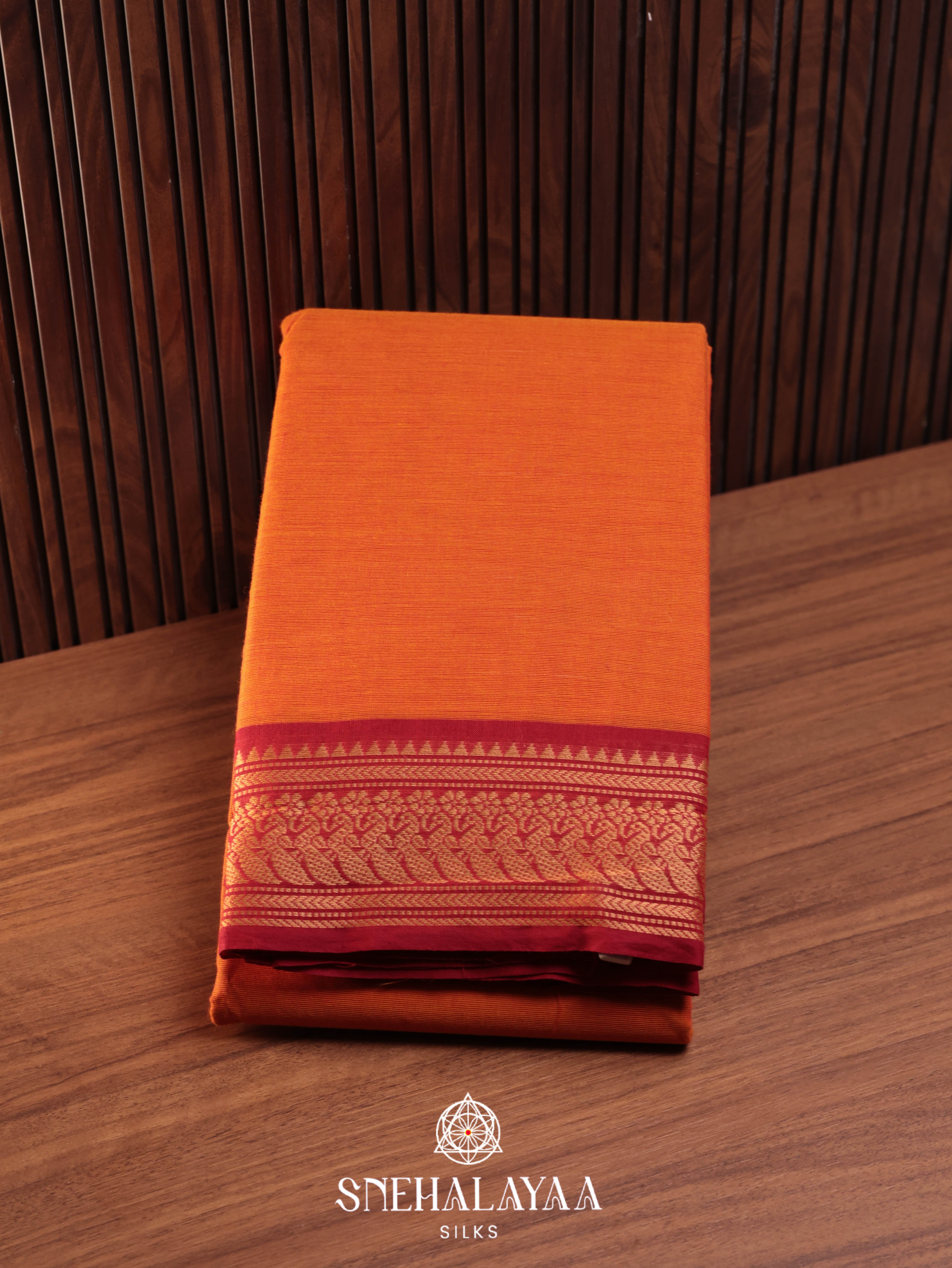 Orange Chettinad Cotton Saree
