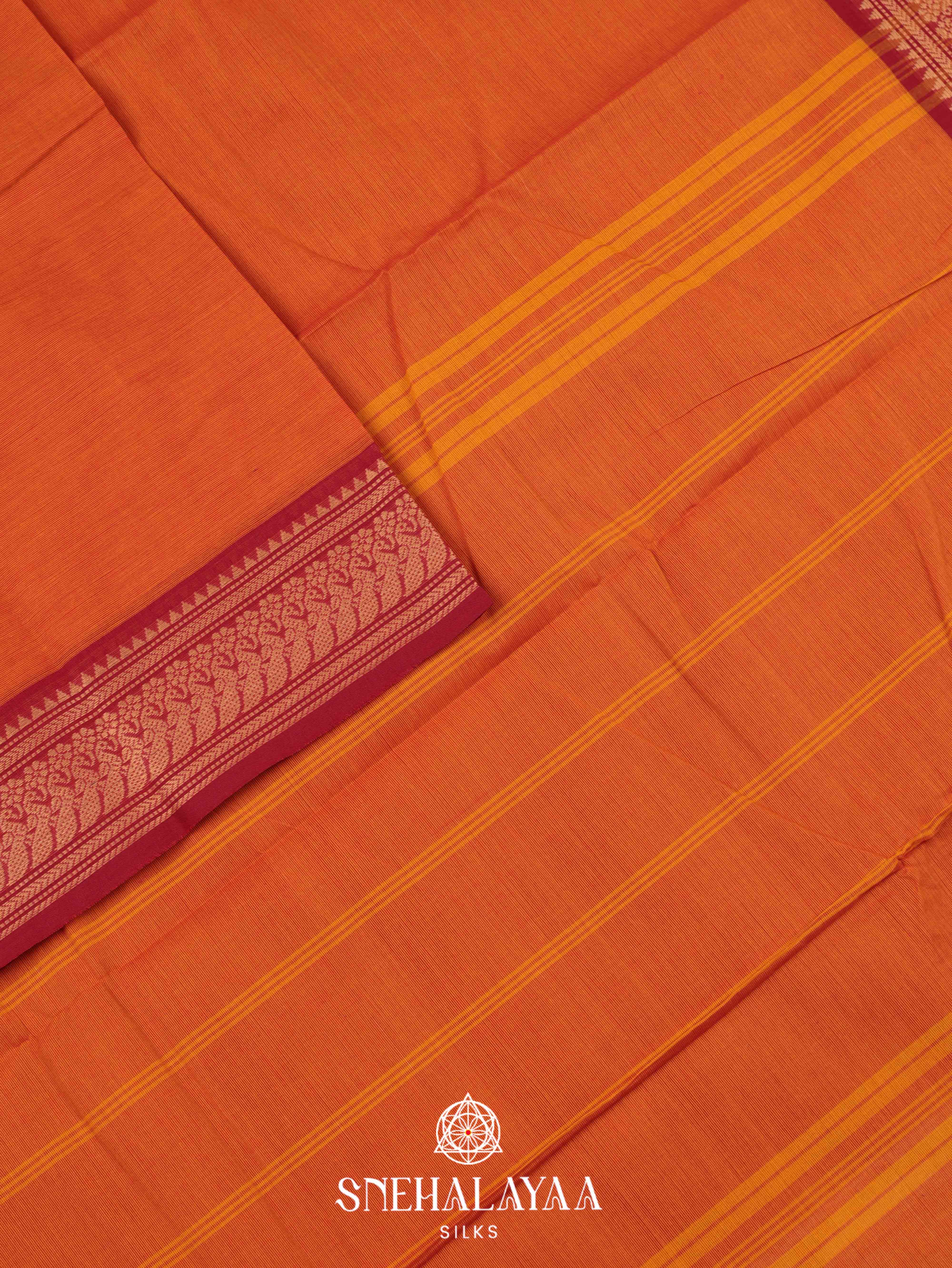 Orange Chettinad Cotton Saree