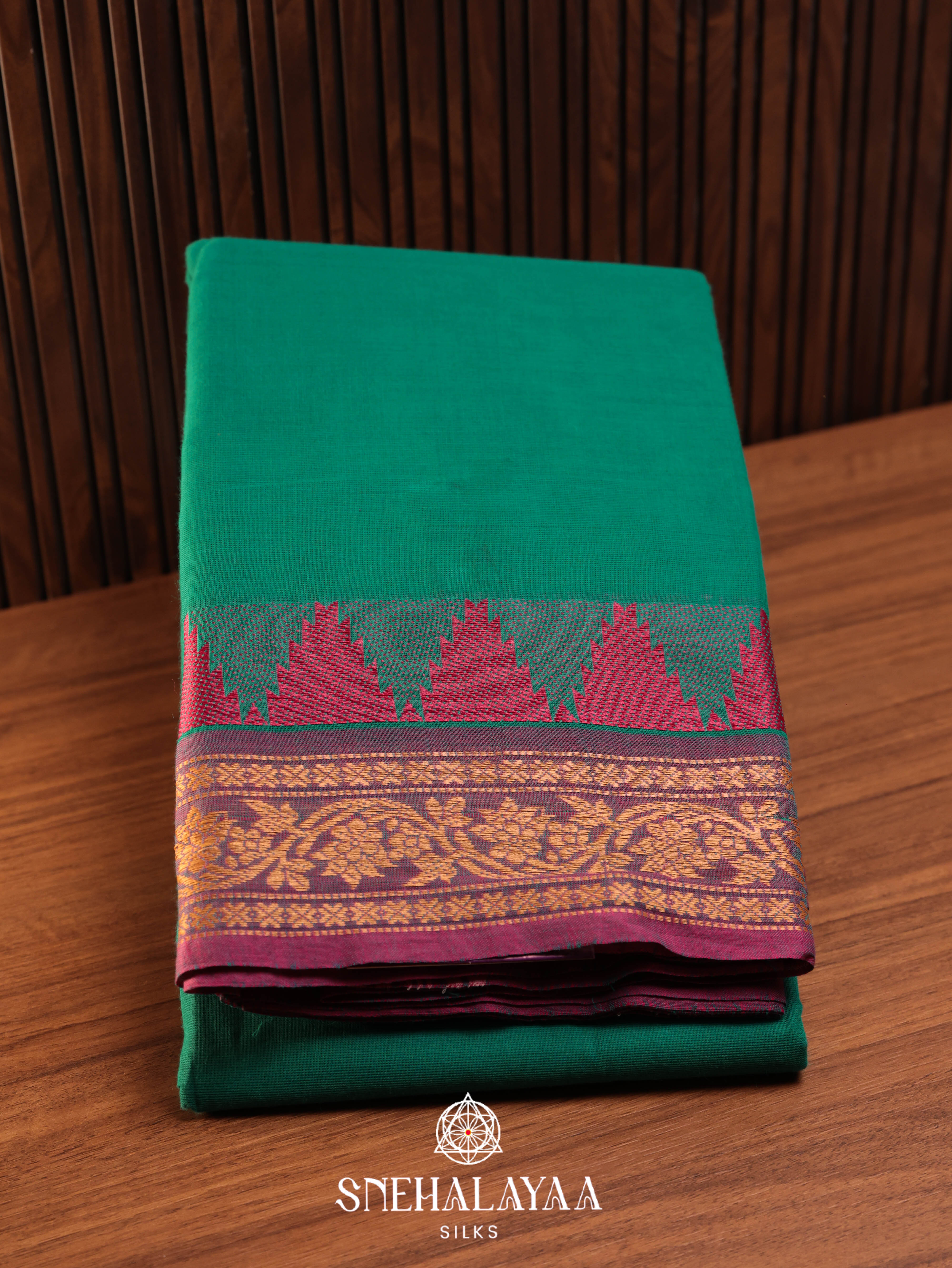 Peacock Green  Chettinad Cotton Saree