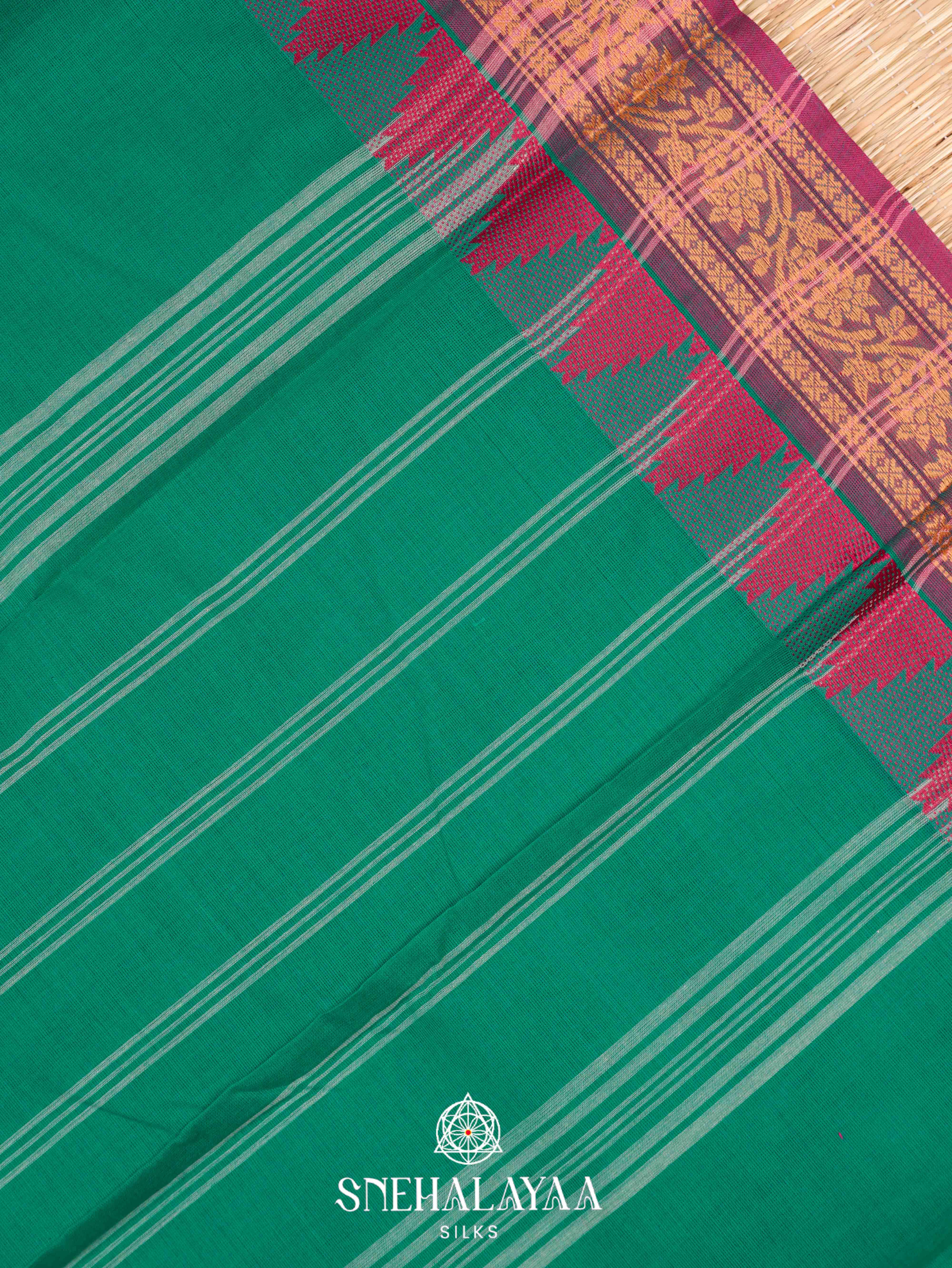 Peacock Green  Chettinad Cotton Saree
