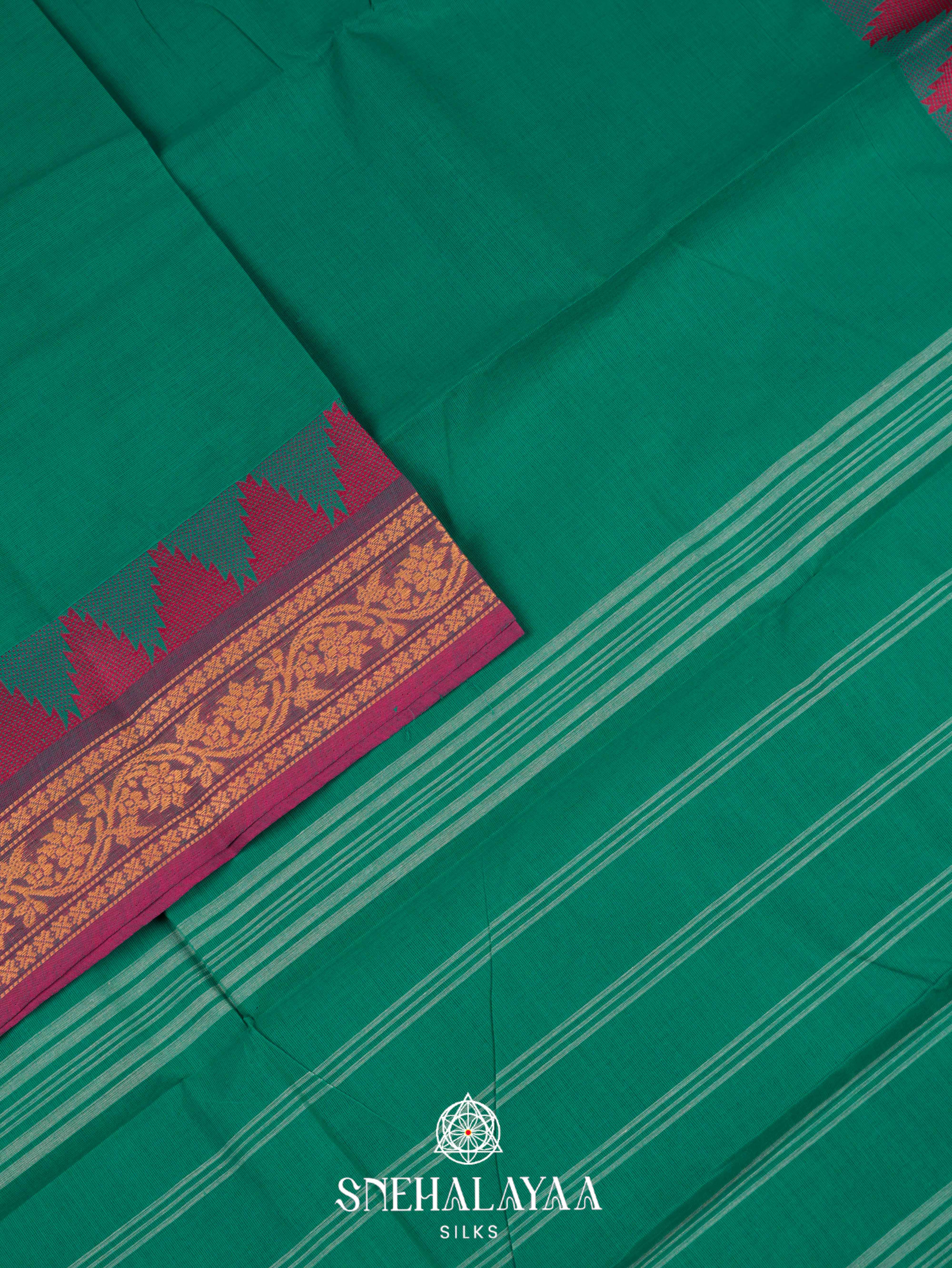 Peacock Green  Chettinad Cotton Saree