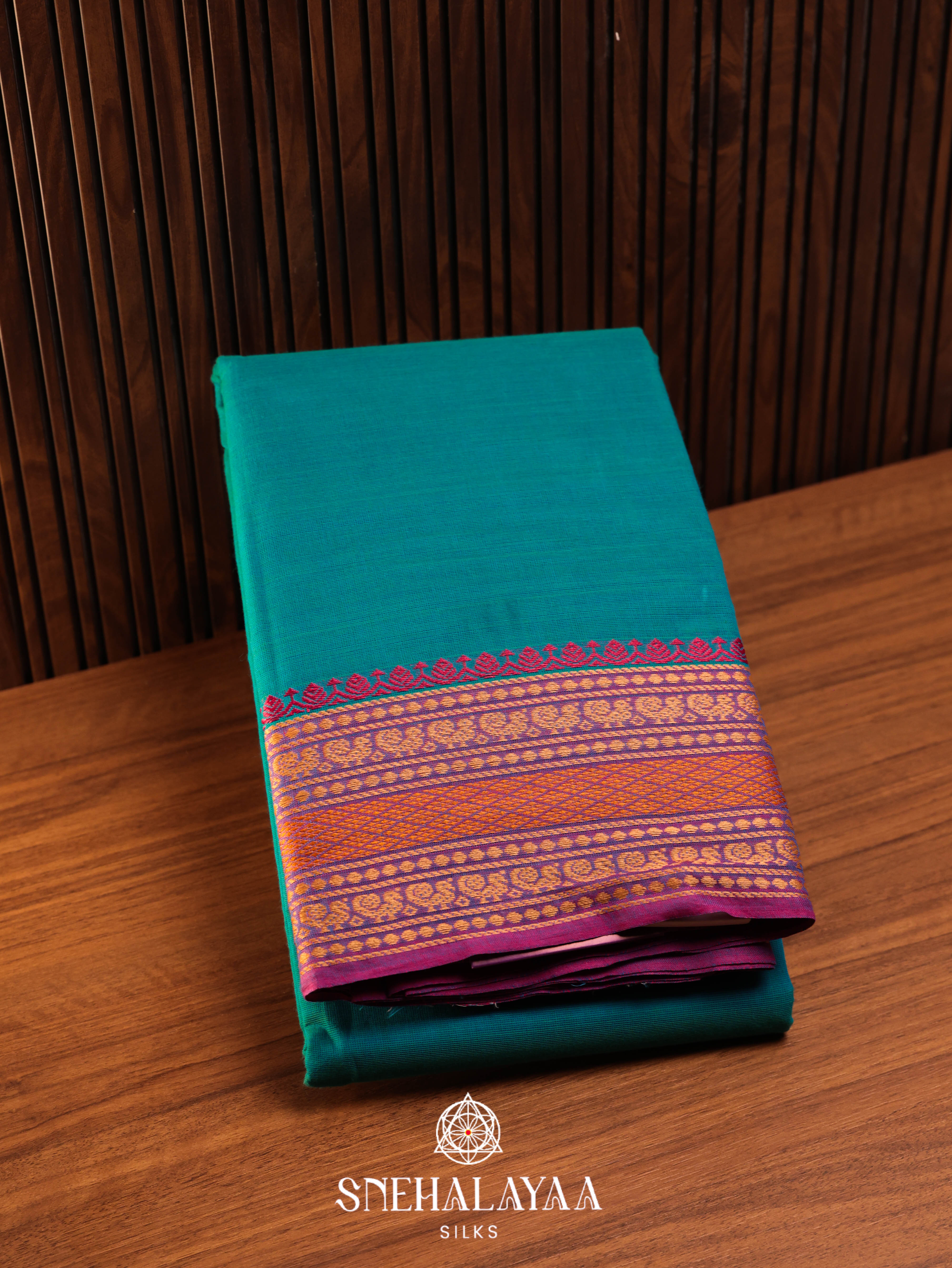 Teal Blue Chettinad Cotton Saree