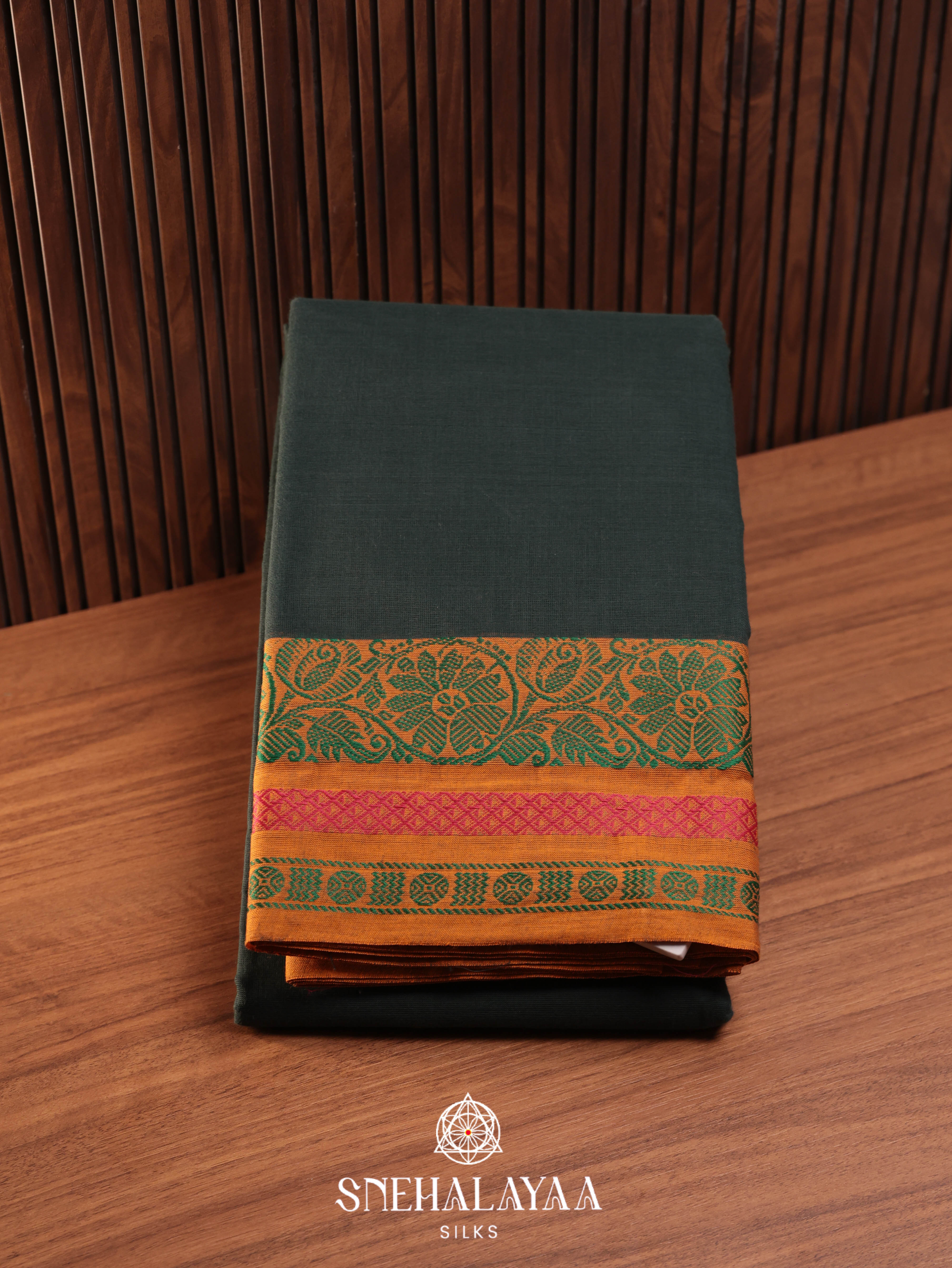 Forest Green Chettinad Cotton Saree