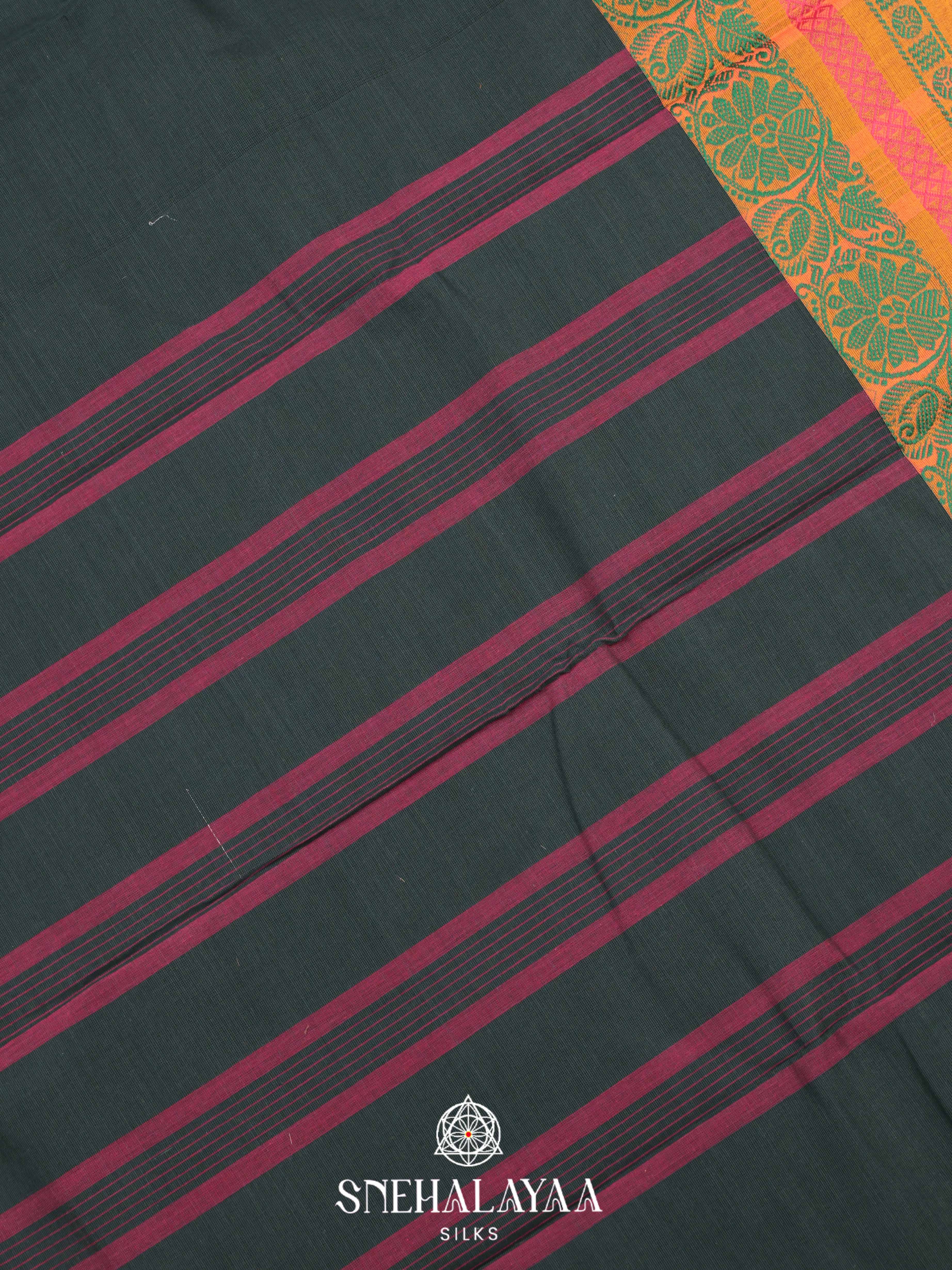 Forest Green Chettinad Cotton Saree