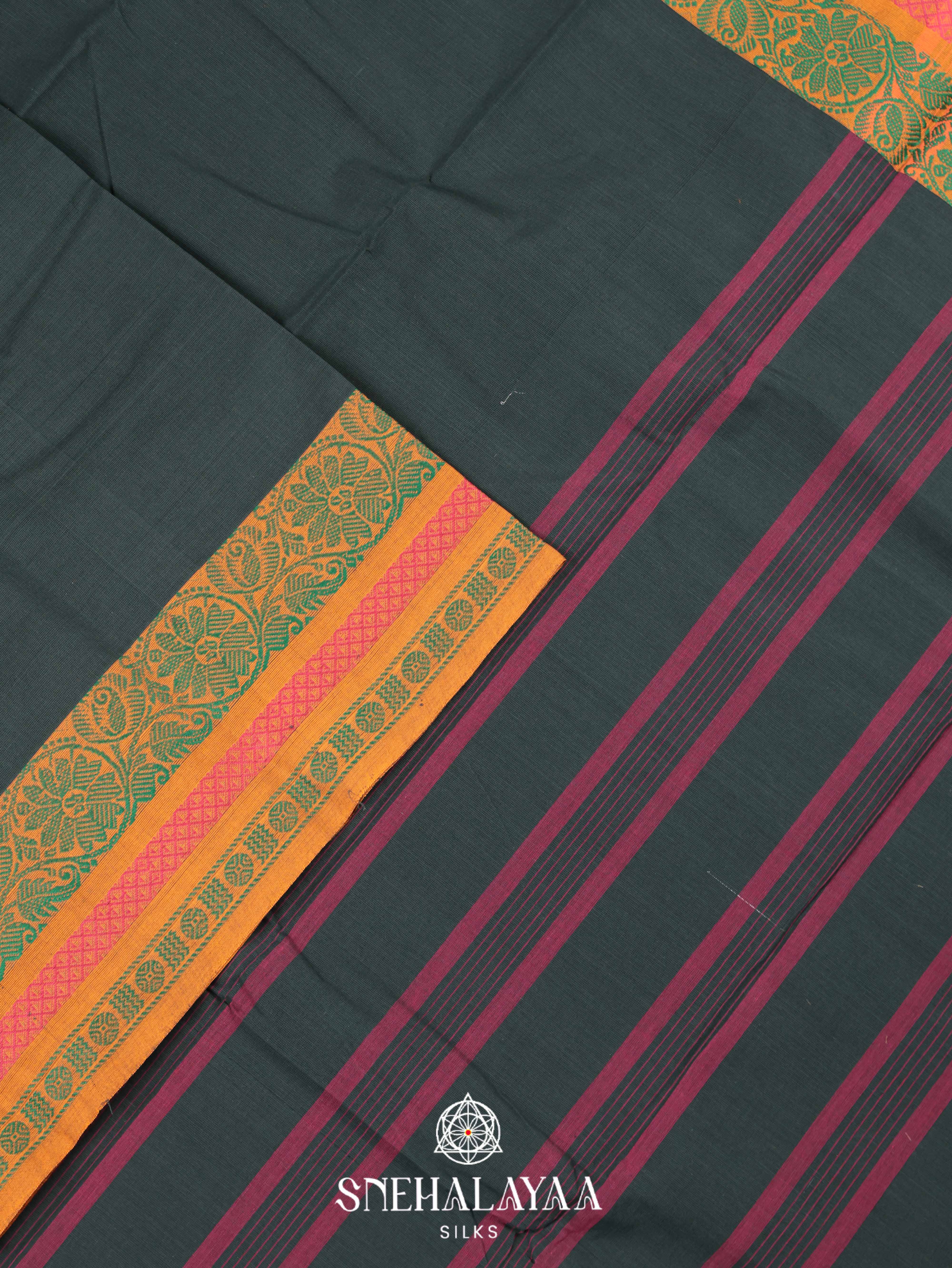 Forest Green Chettinad Cotton Saree