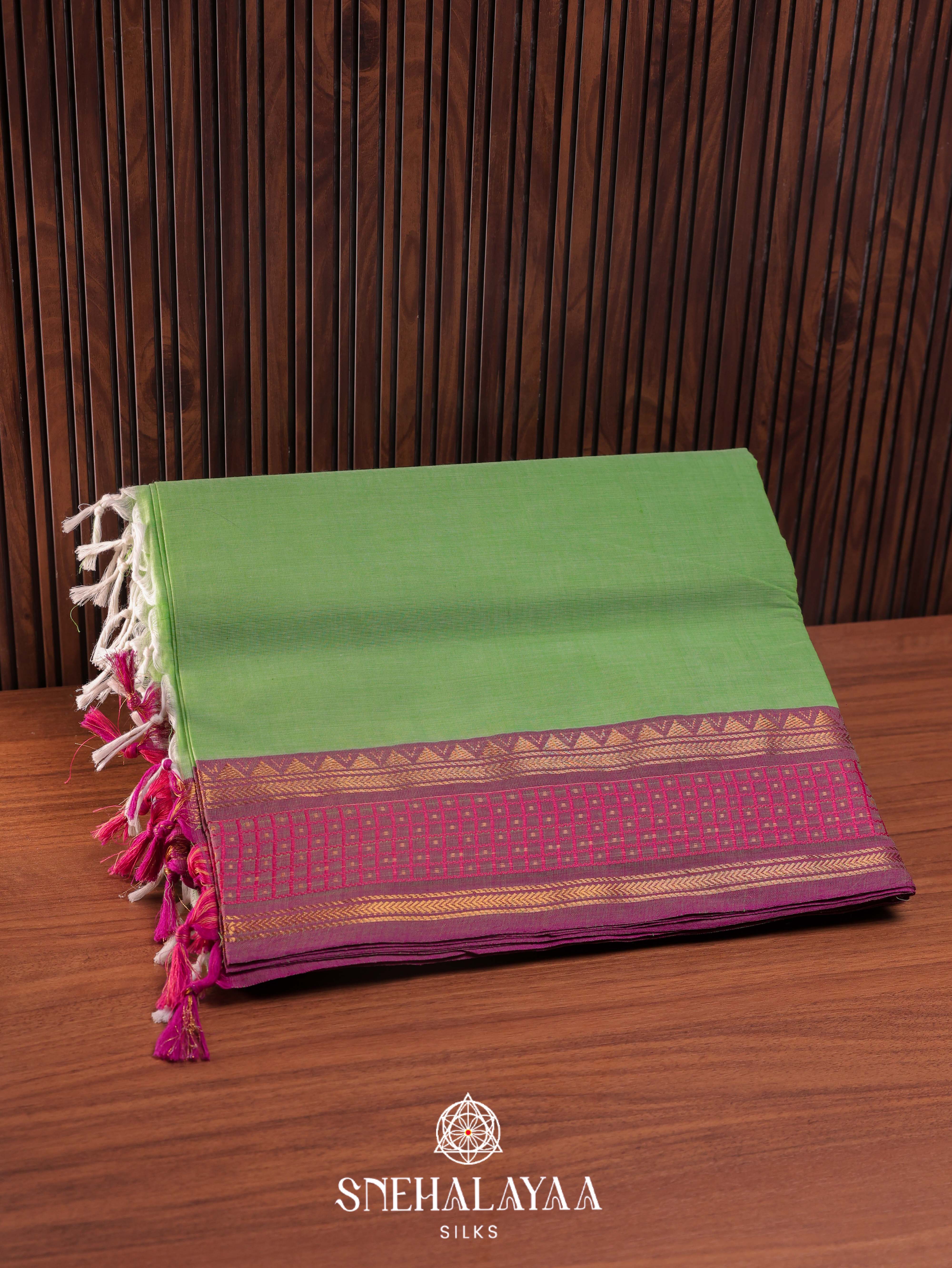 Pista Green Chettinad Cotton Saree