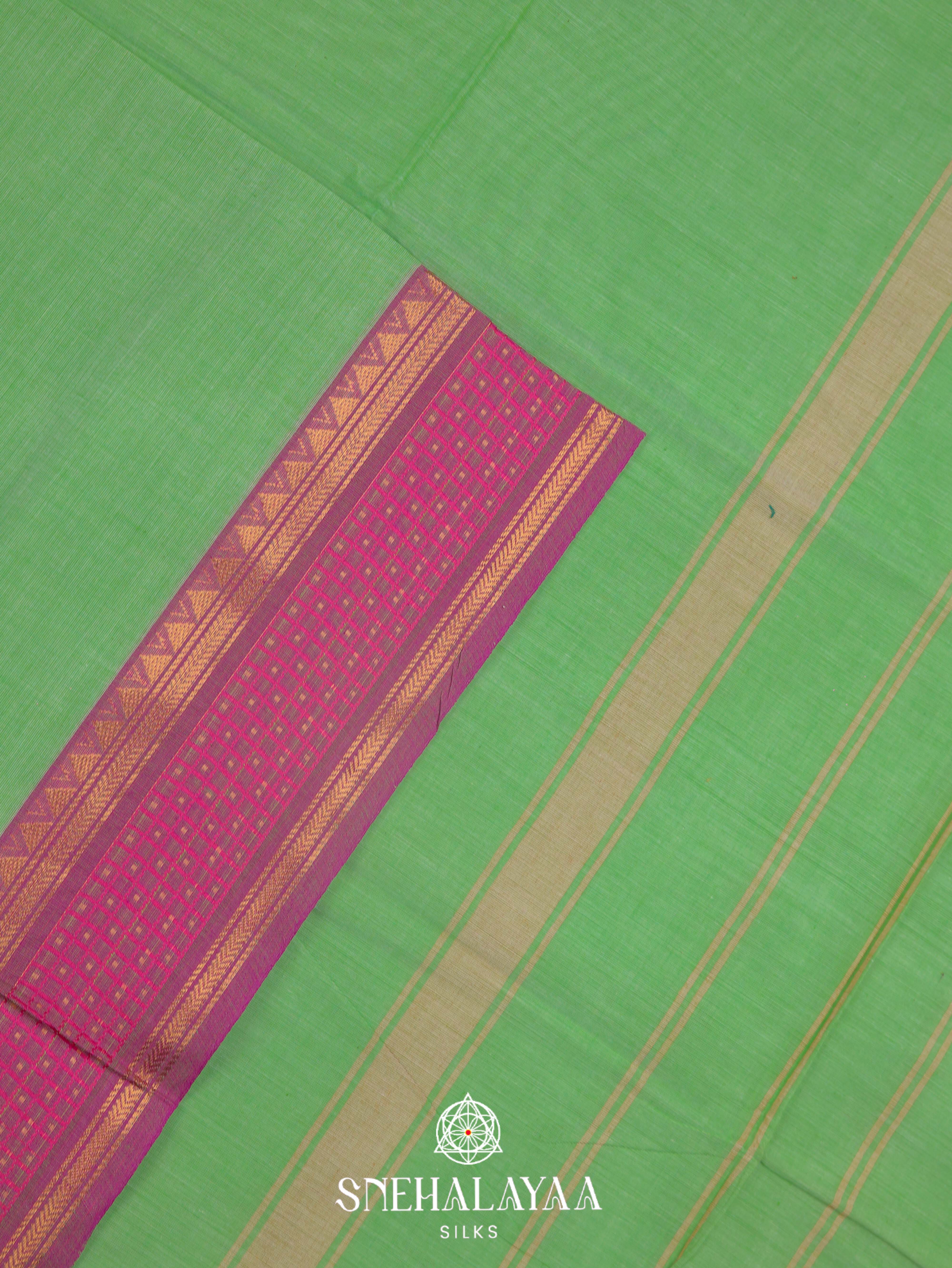 Pista Green Chettinad Cotton Saree