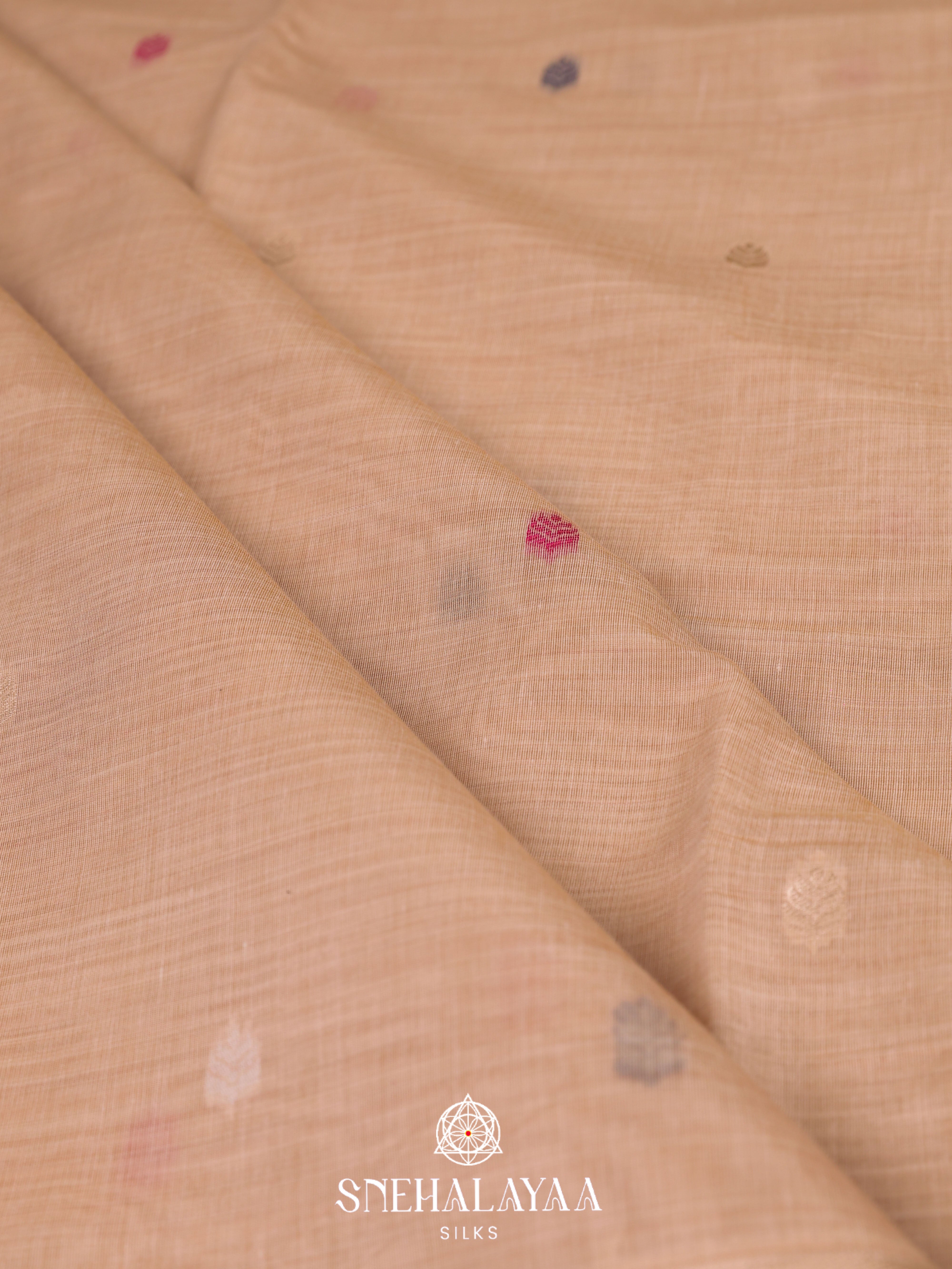 Soft Beige Munga Cotton Saree