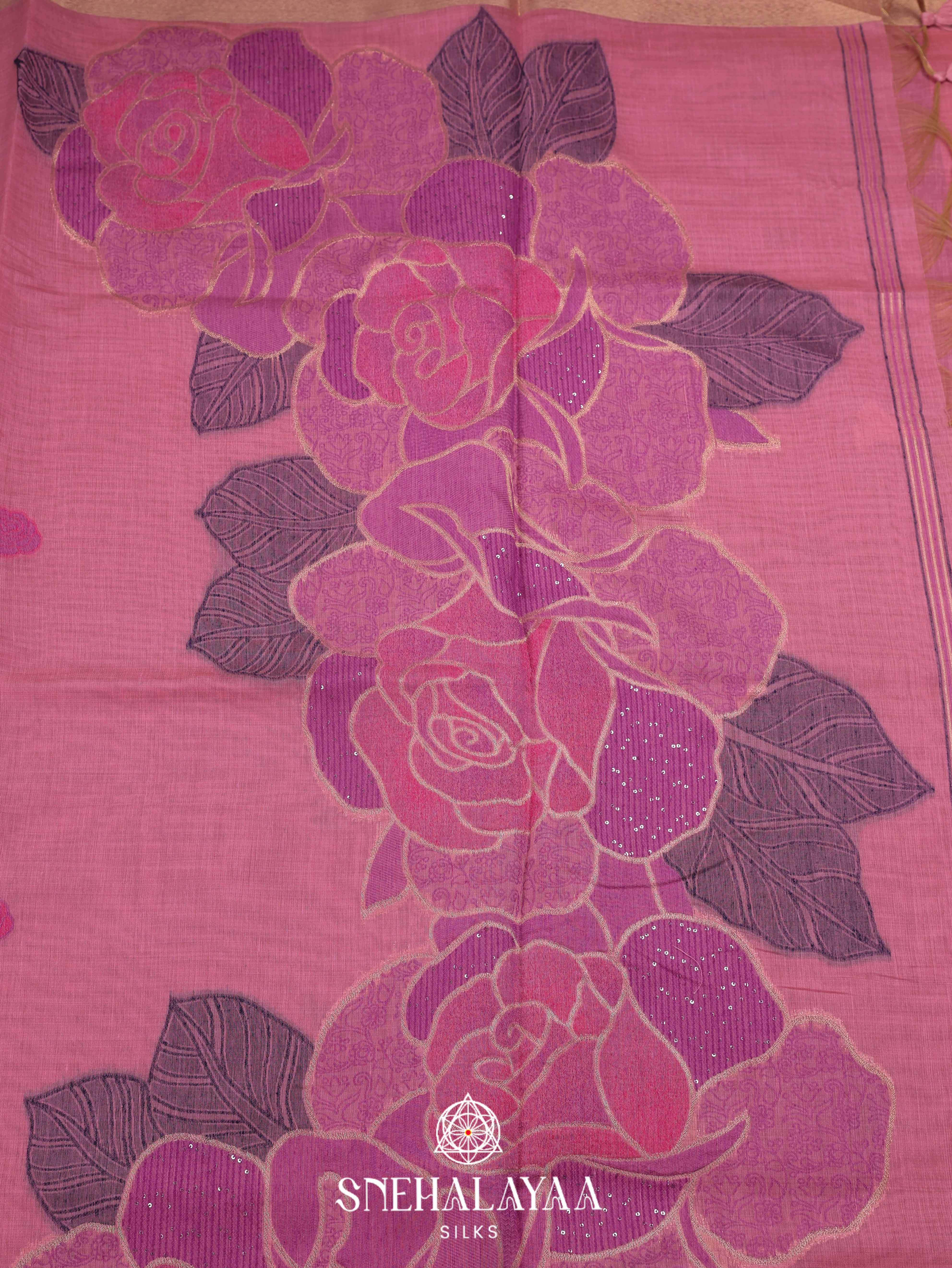 Pink Munga Cotton Saree