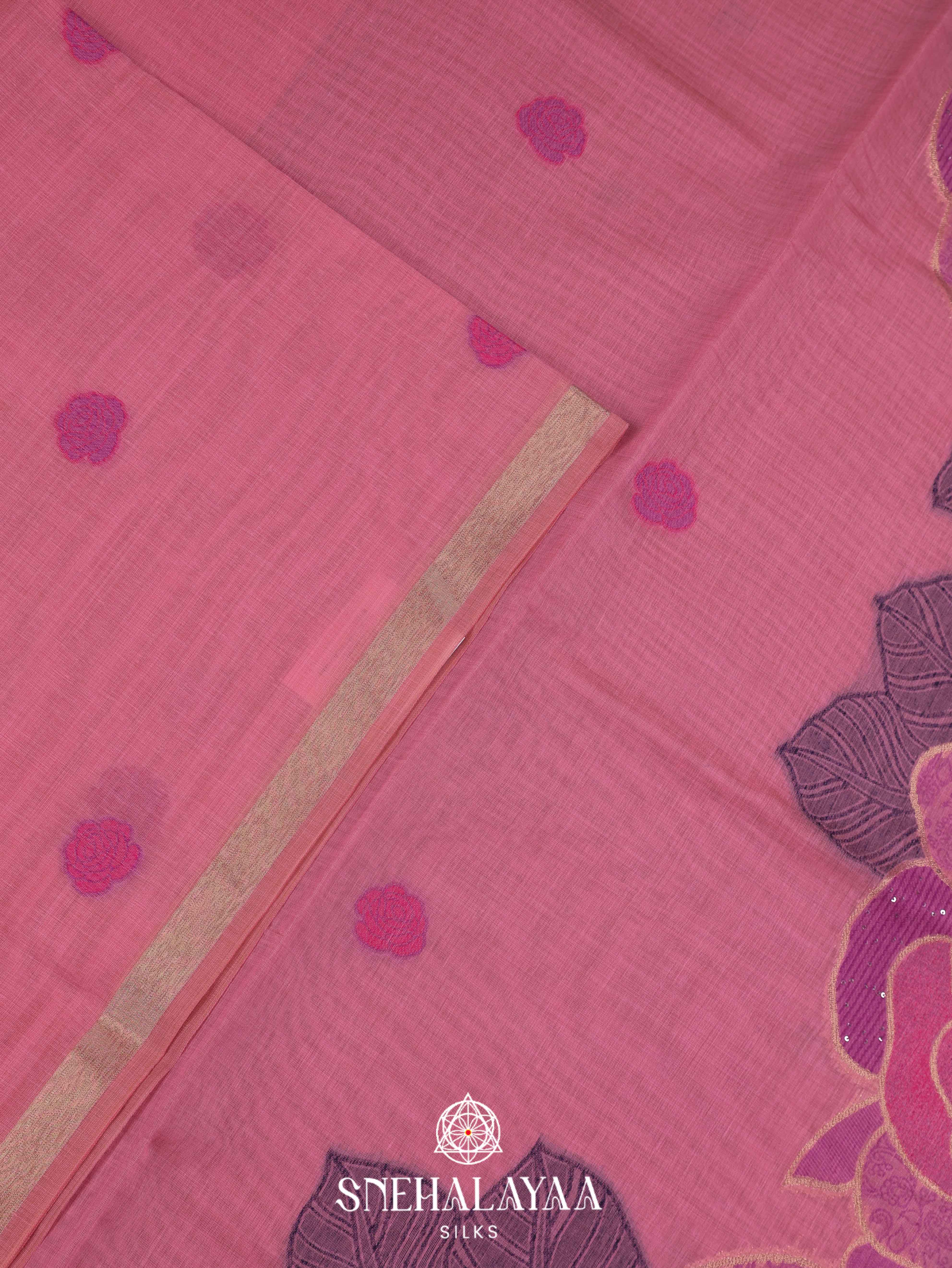 Pink Munga Cotton Saree