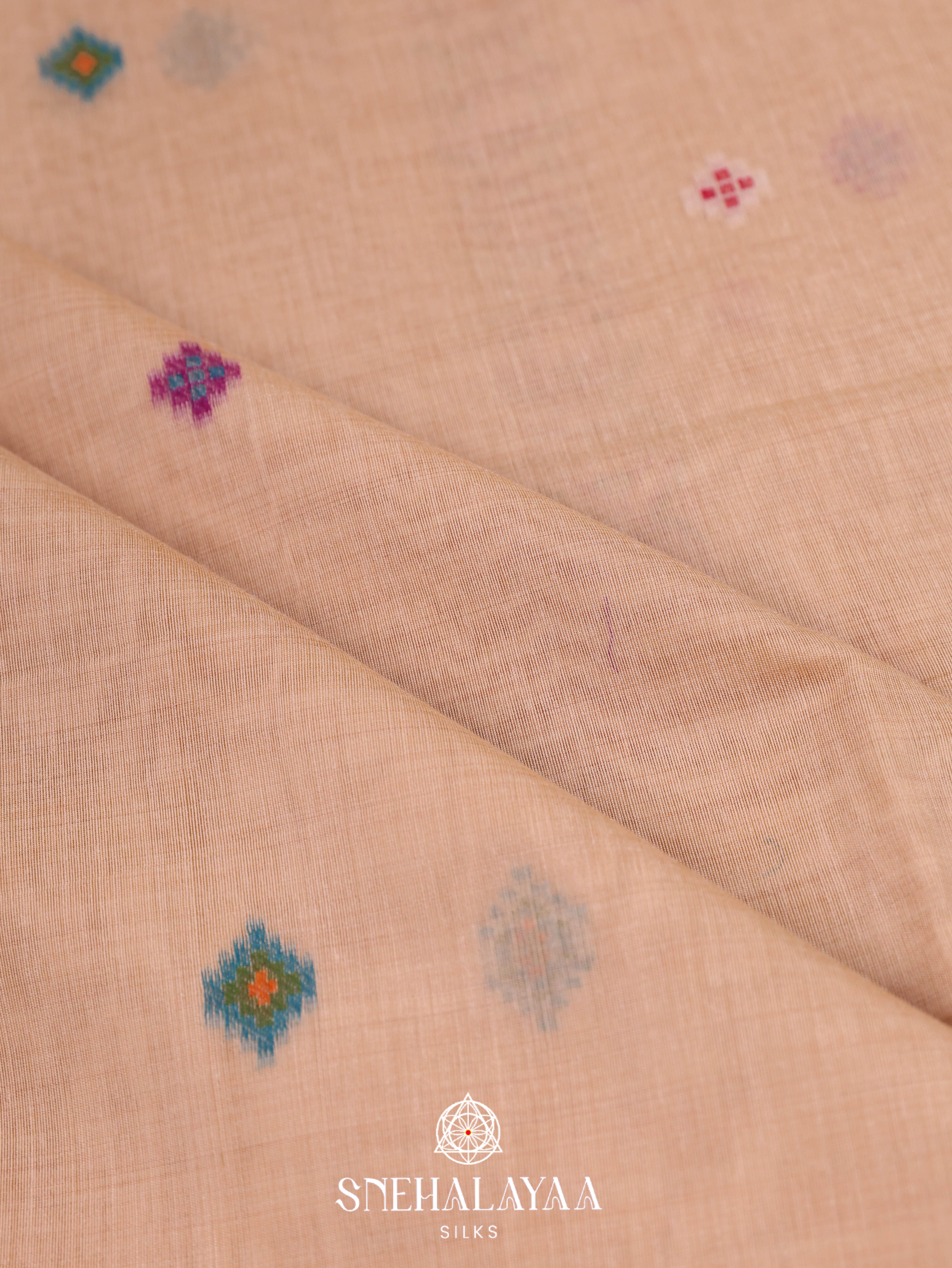 Beige  Munga Cotton Saree