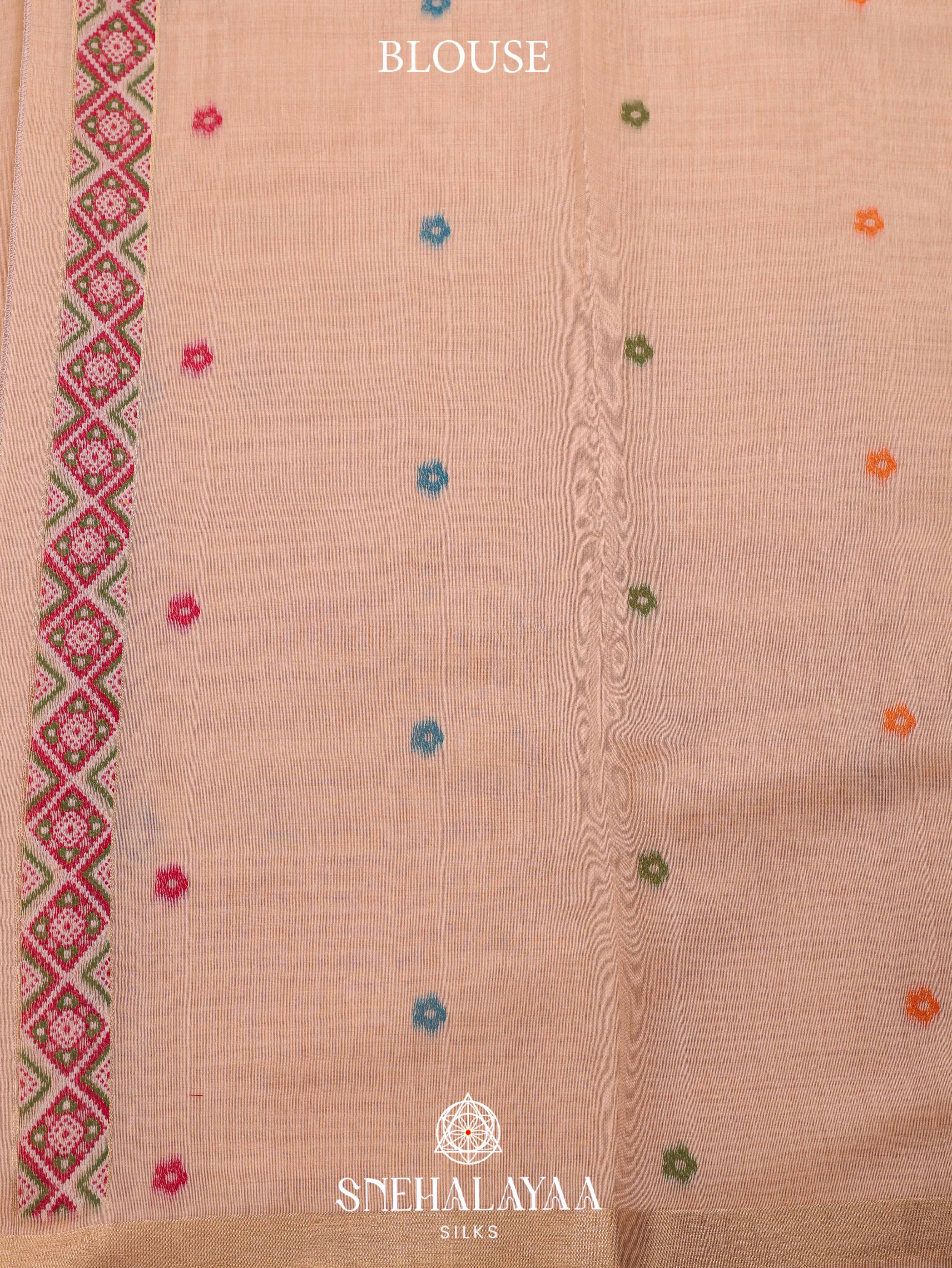 Beige  Munga Cotton Saree