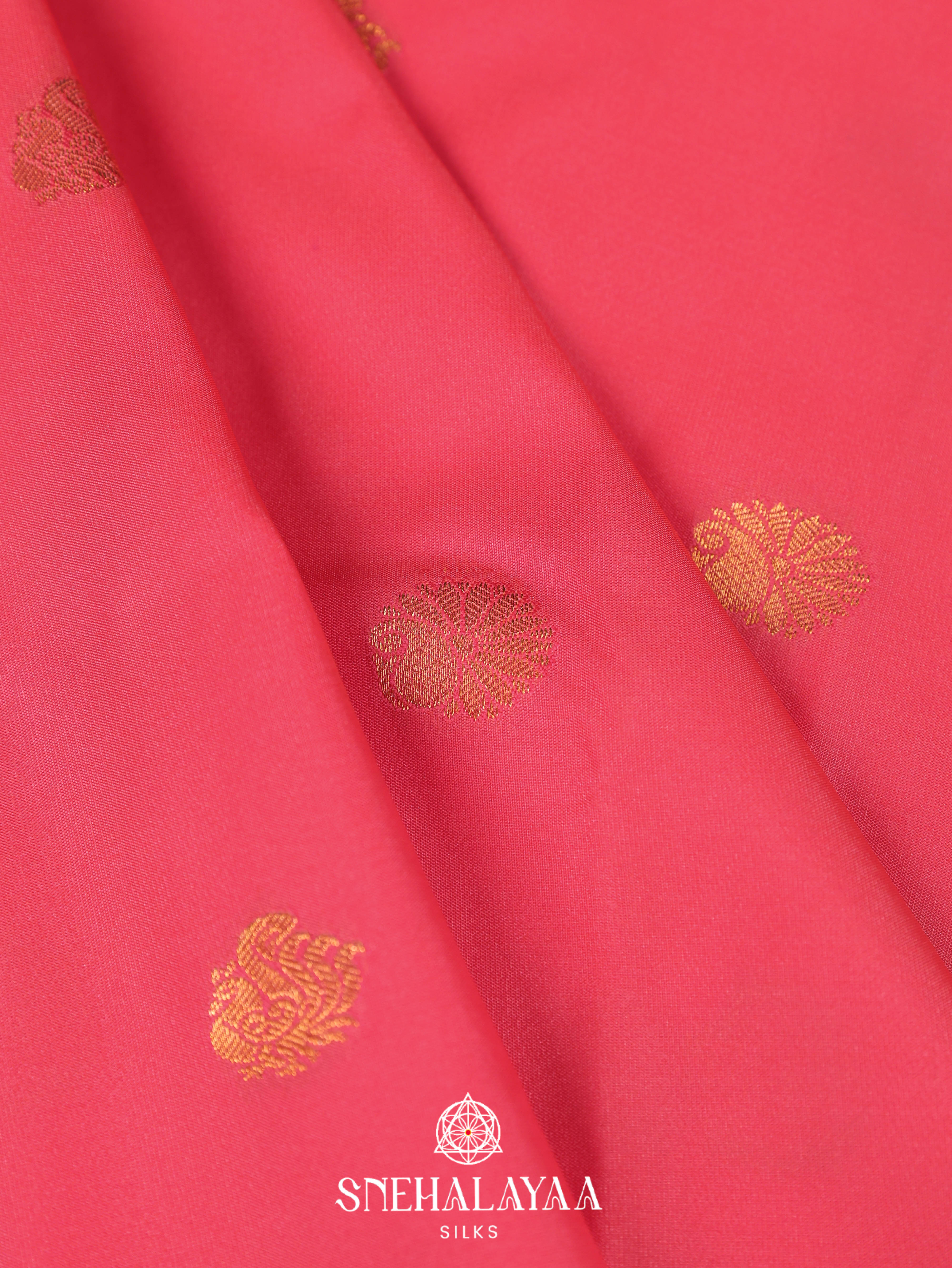 Coral Pink Art Silk Saree